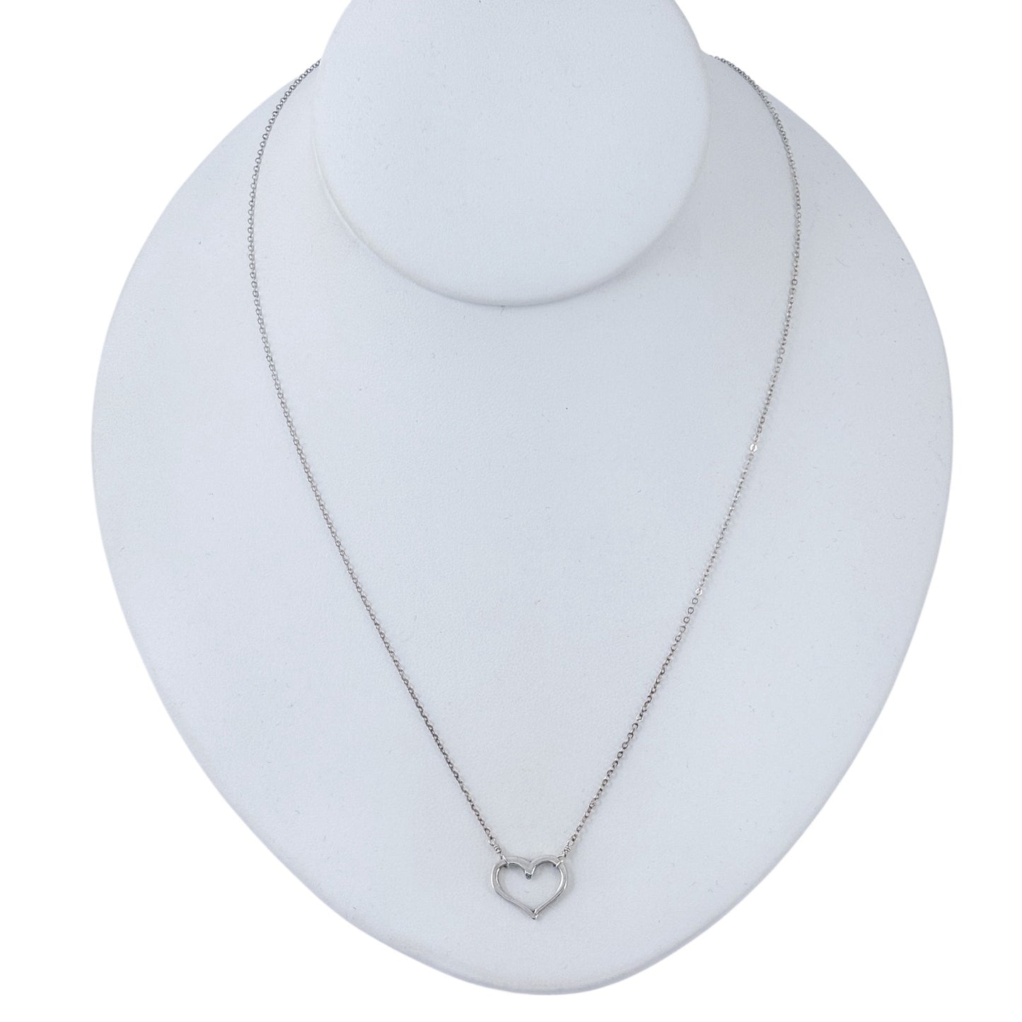 Vintage Sterling Silver 925 Open Heart Necklace 17"-19"
