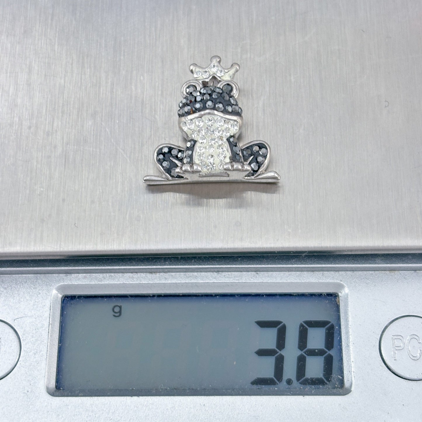 Vintage Sterling Silver 925 Crystal Frog Pendant