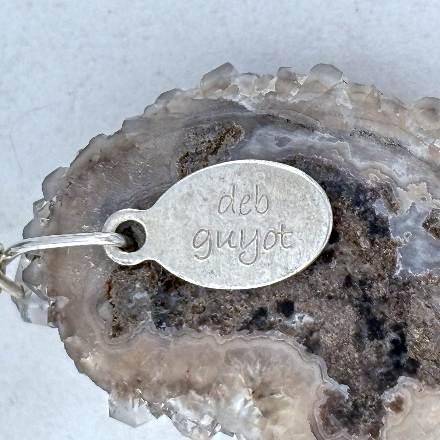 Vintage Deb Guyot Sterling Silver 925 Druzy Smoky Quartz Pendant Necklace 30"
