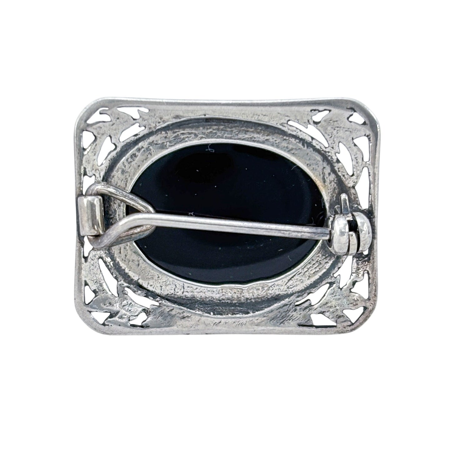 Vintage Sterling Silver 925 Amber Brooch