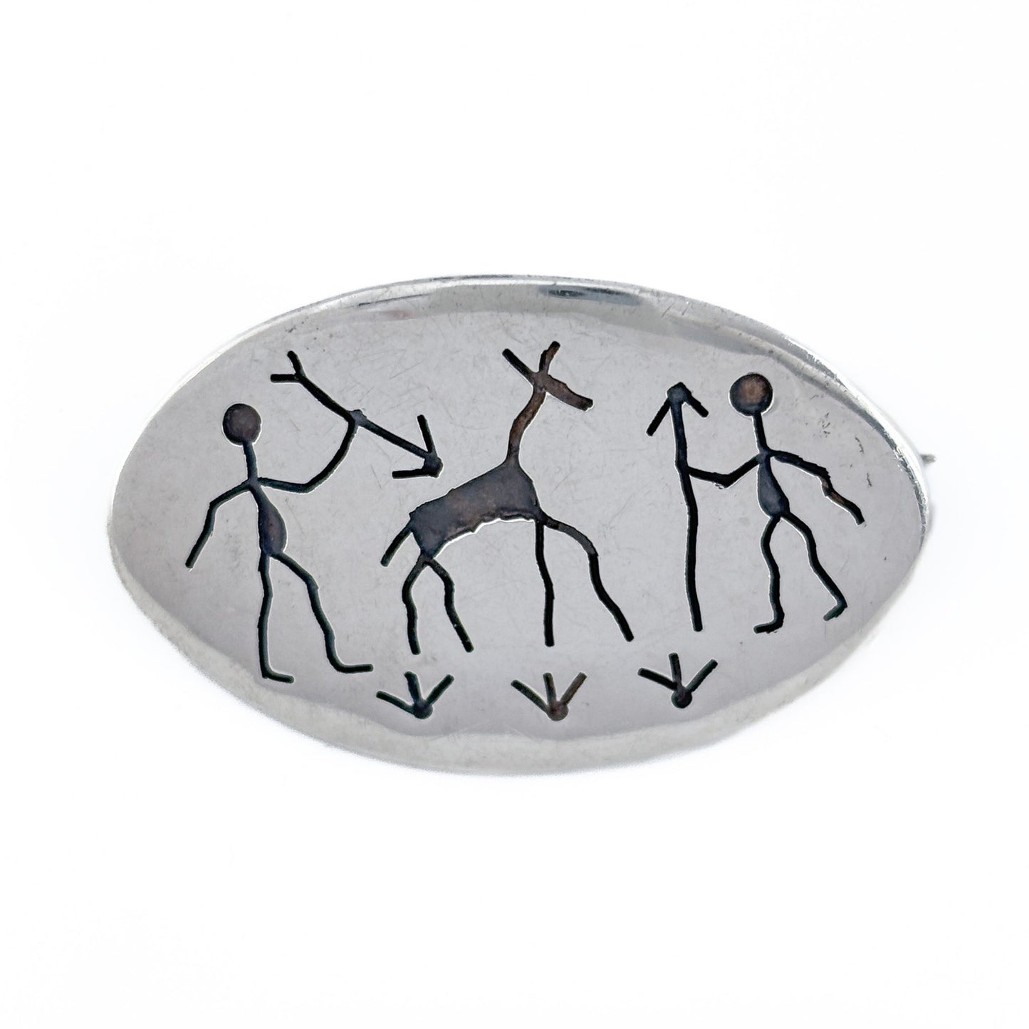 Vintage Sterling Silver 925 Petroglyph Brooch