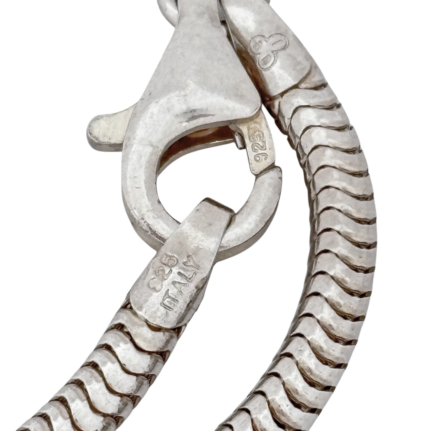Vintage Italy Sterling Silver 925 Snake Chain Charm Bracelet 7.5"