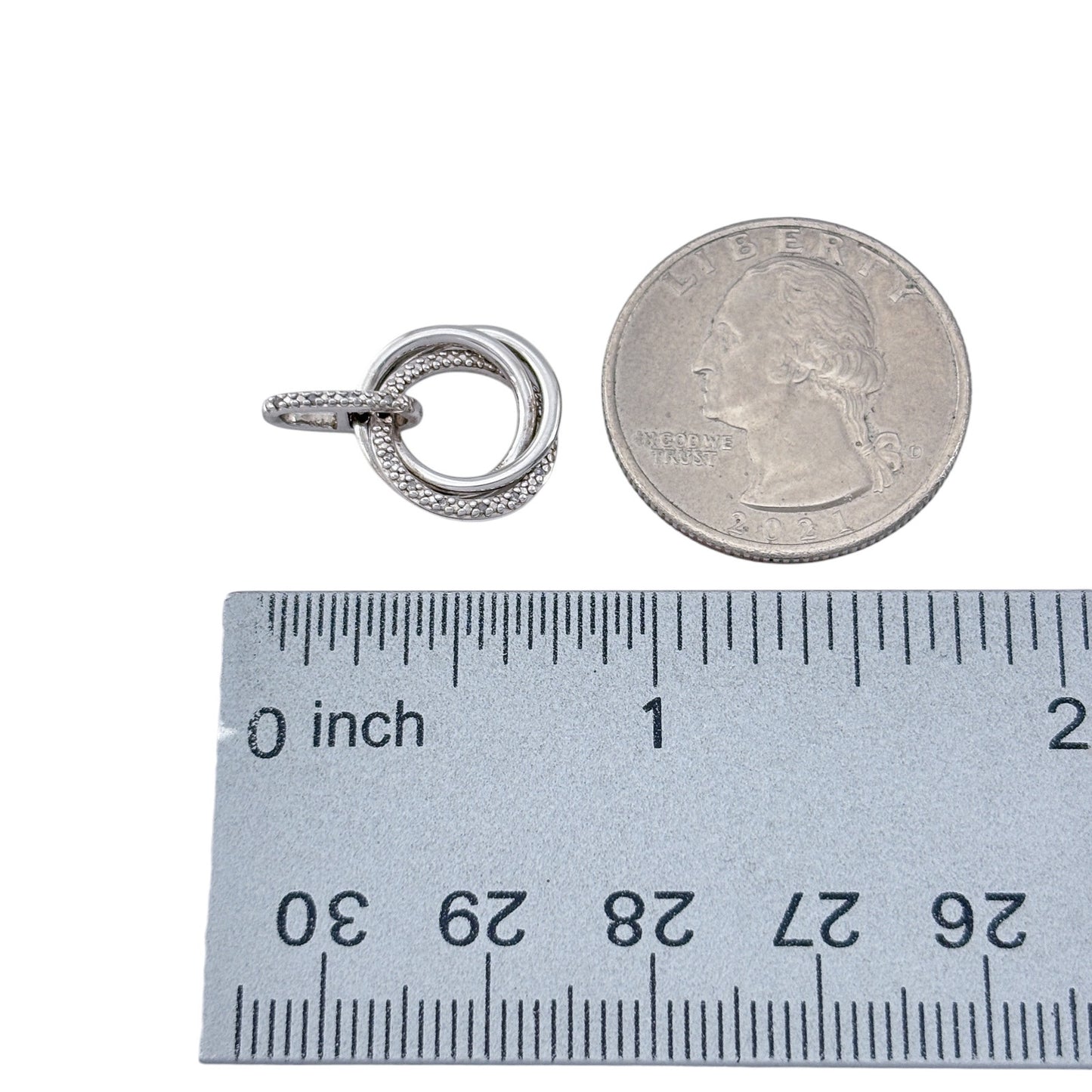 Vintage Sterling Silver 925 Diamond Interlocking Pendant