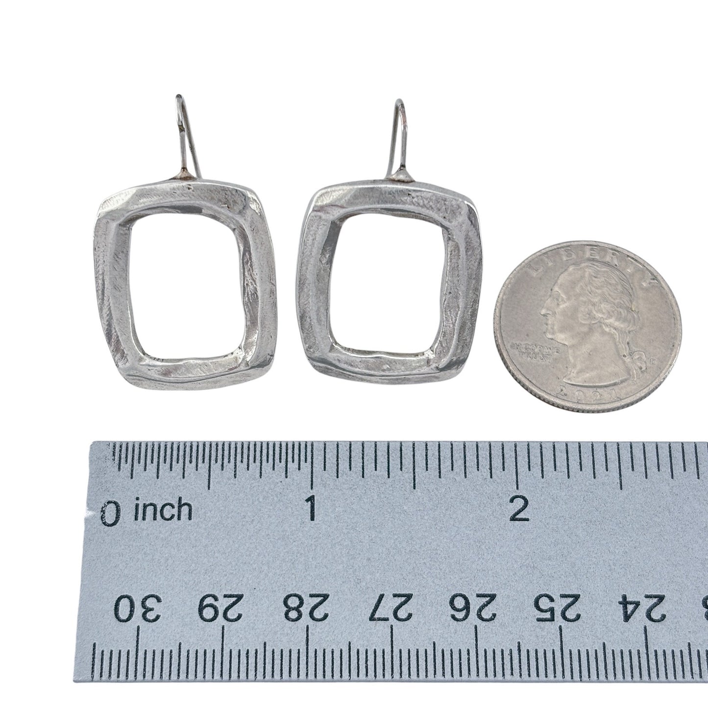 Vintage Duo B Paris Sterling Silver 925 Square Hoop Earrings