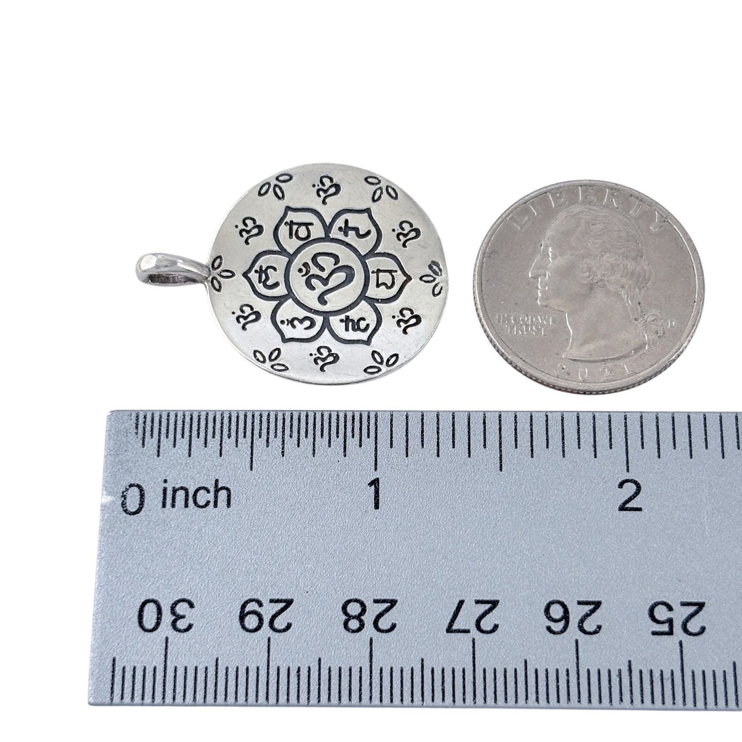 Vintage Sterling Silver 925 Om Mandala Pendant