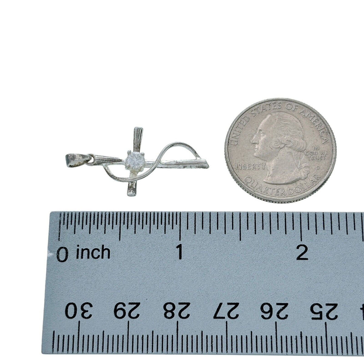 Vintage Sterling Silver 925 Cubic Zirconia Cross Pendant
