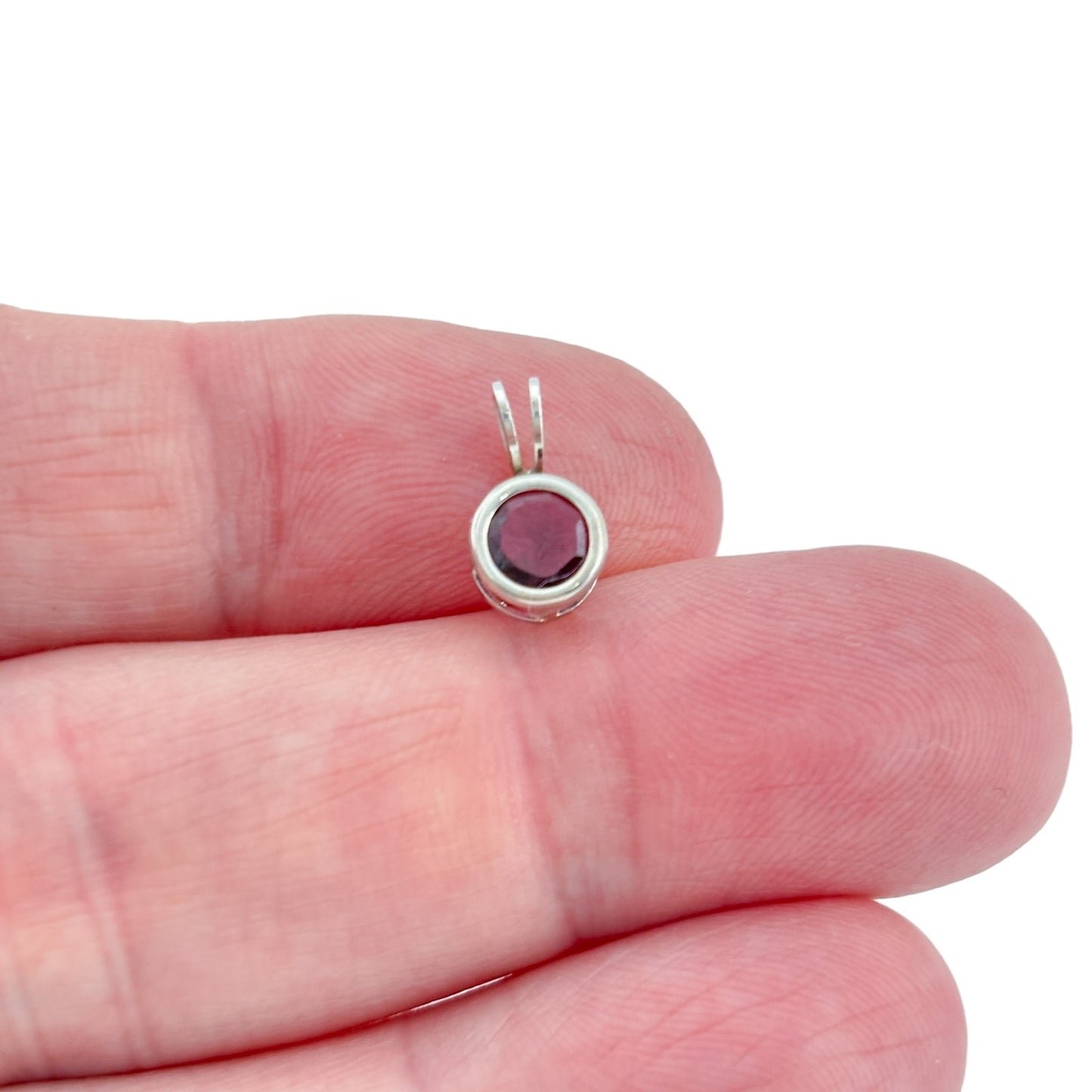 Vintage Sterling Silver 925 Garnet Pendant