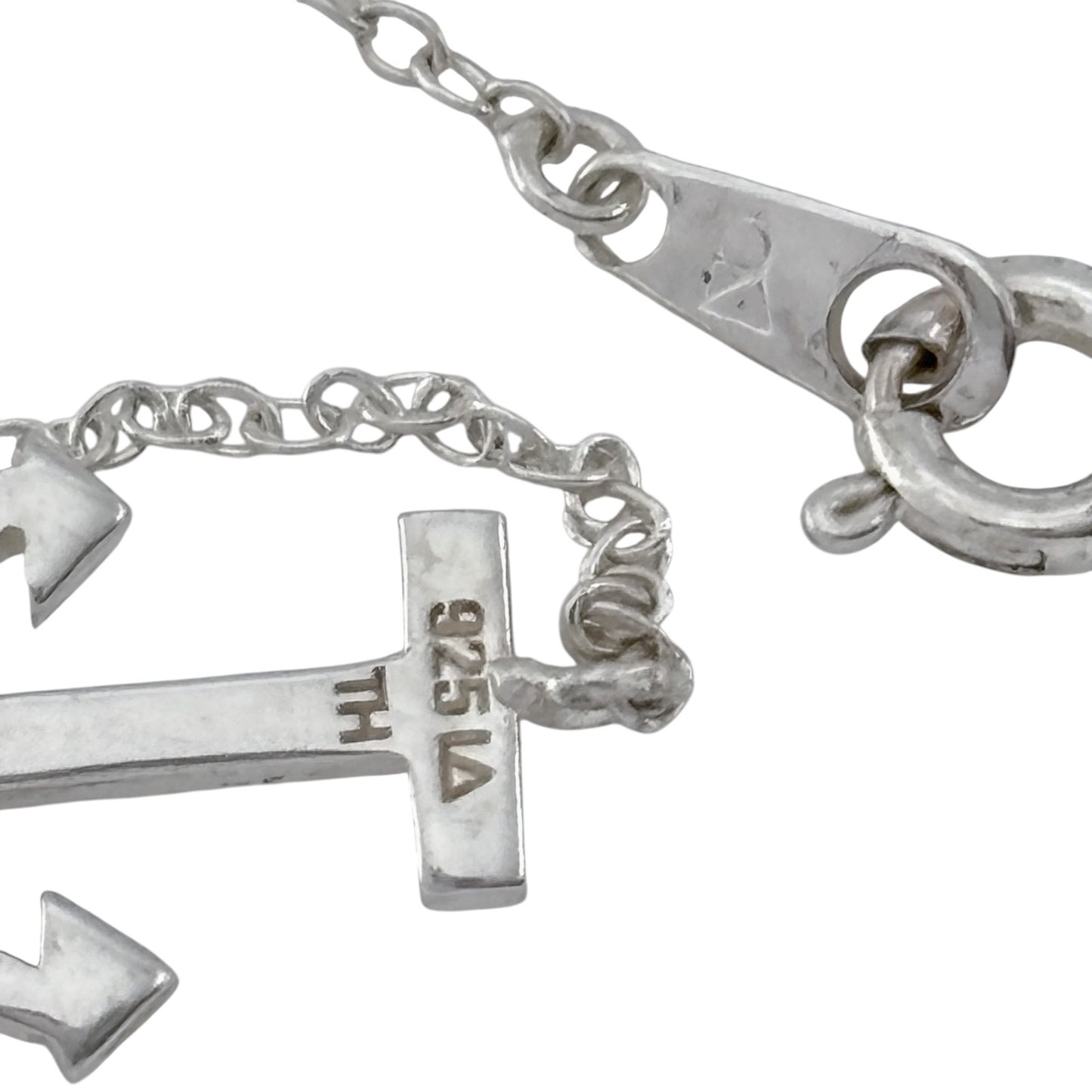 Vintage Sterling Silver 925 Anchor Pendant Necklace 16.5"-18.5"