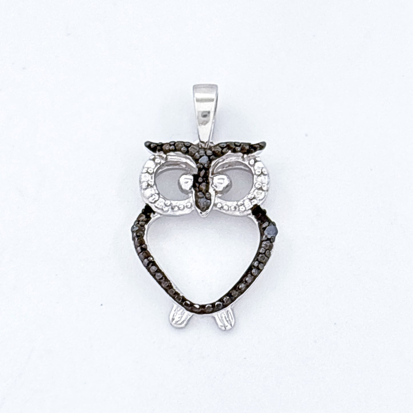 Vintage Sterling Silver 925 Cubic Zirconia Owl Pendant