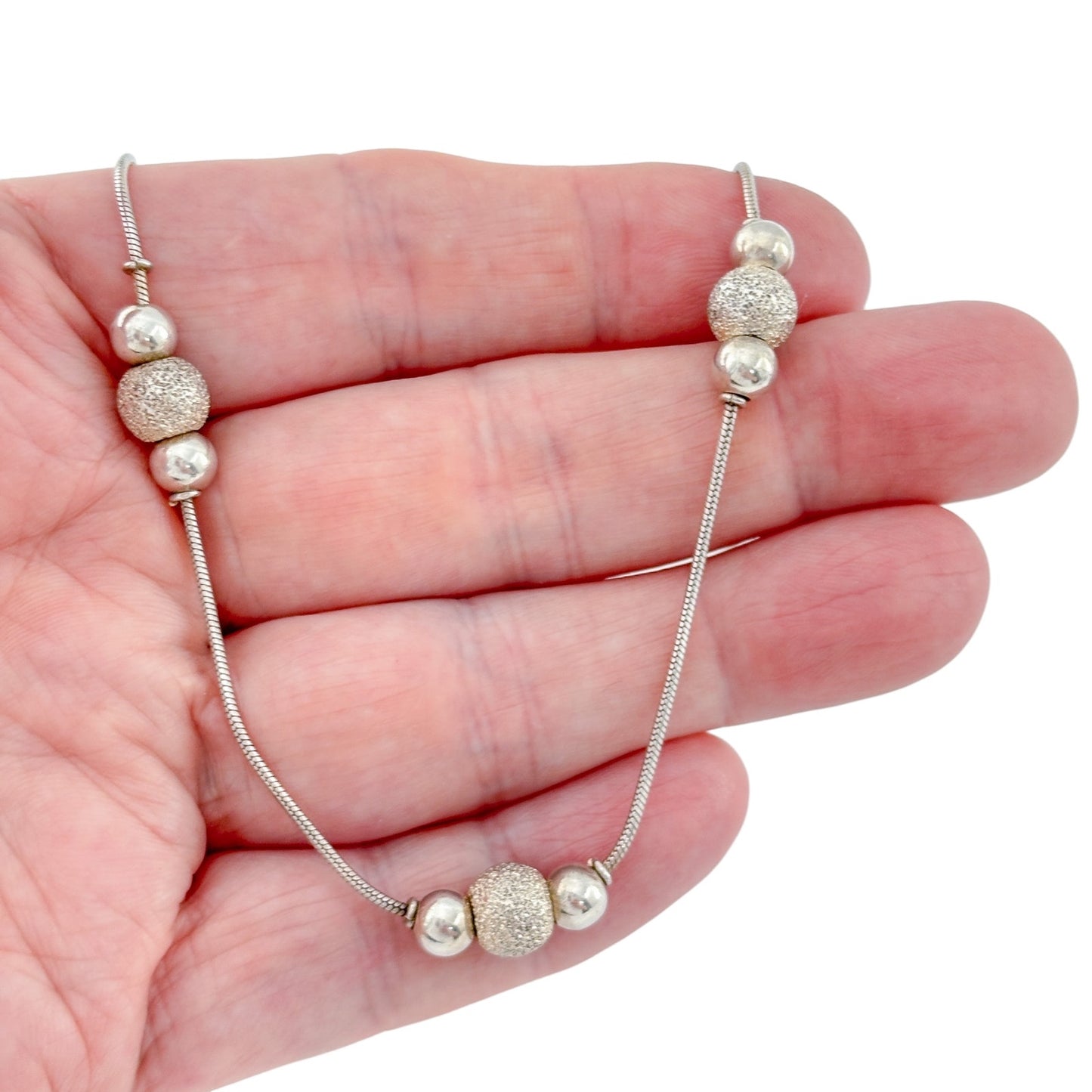 Vintage Sterling Silver 925 Italy Multi-Strand Bead Necklace 18"