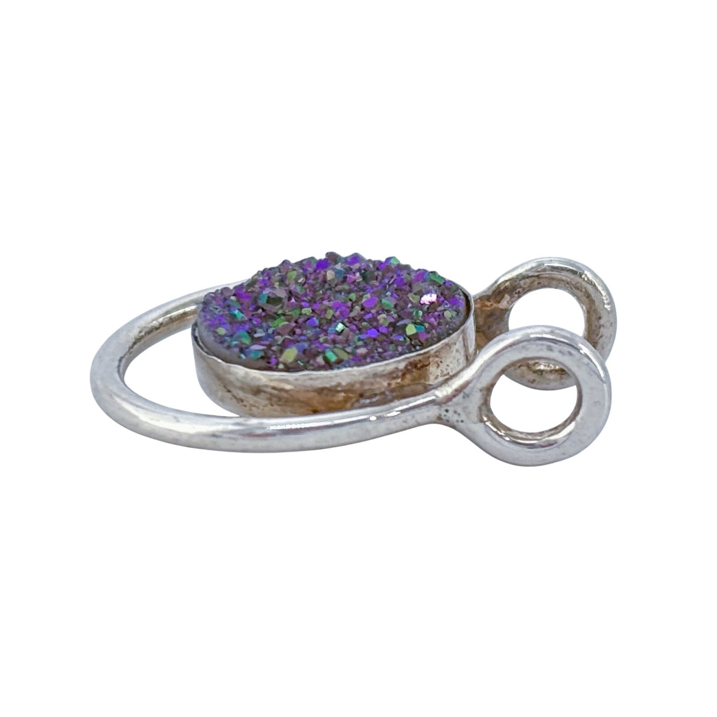 Vintage Sterling Silver 925 Purple Druzy Quartz Pendant