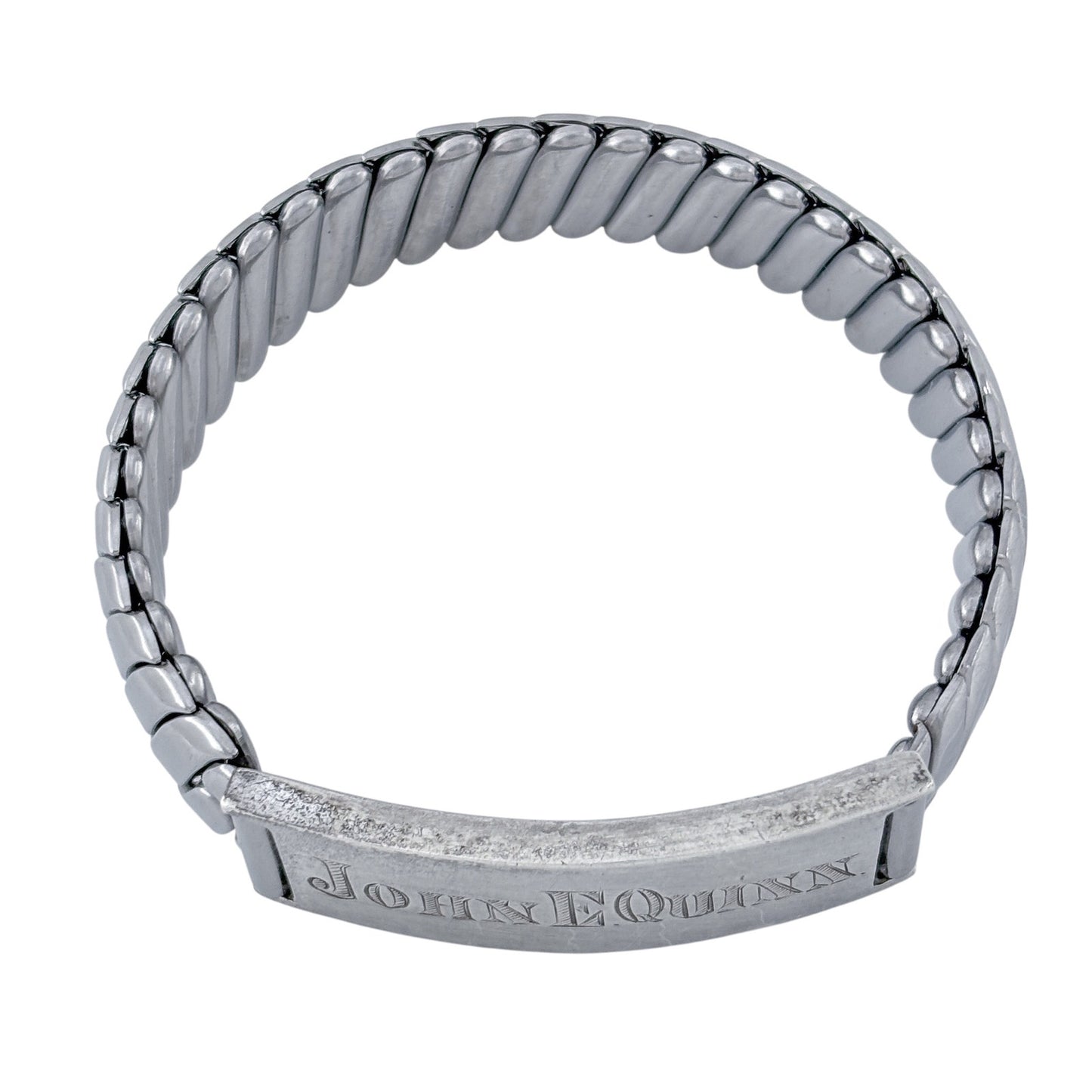 Vintage Silver-Plated Flex-Let 6.5 inch ID Bracelet “John E Quinn”