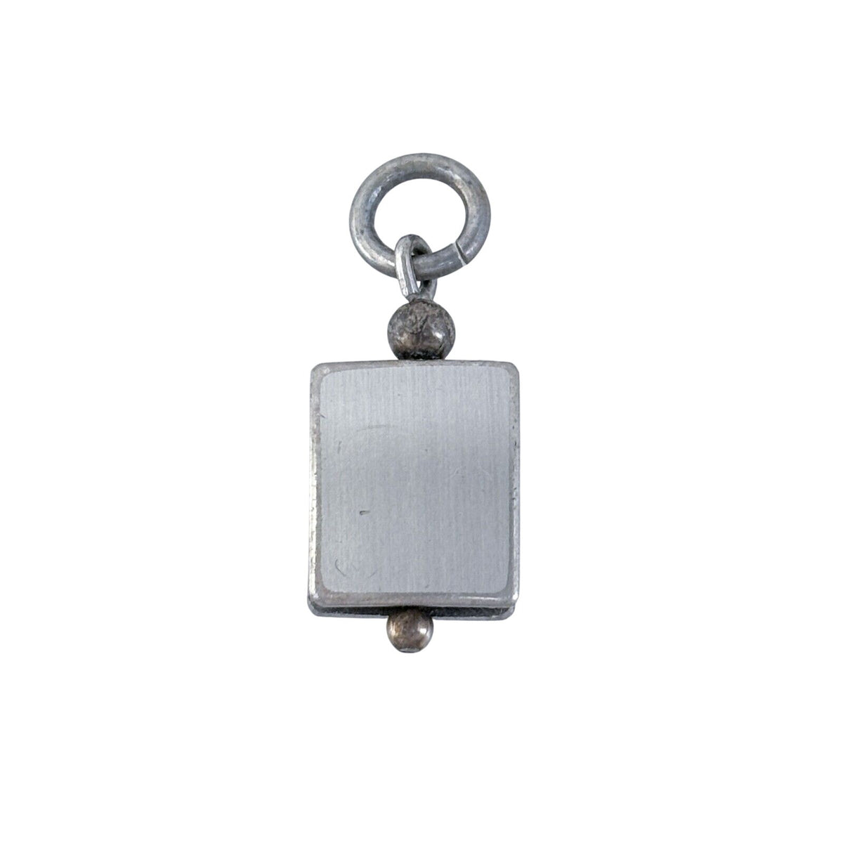 Vintage Silver-Tone Rectangular Charm Pendant