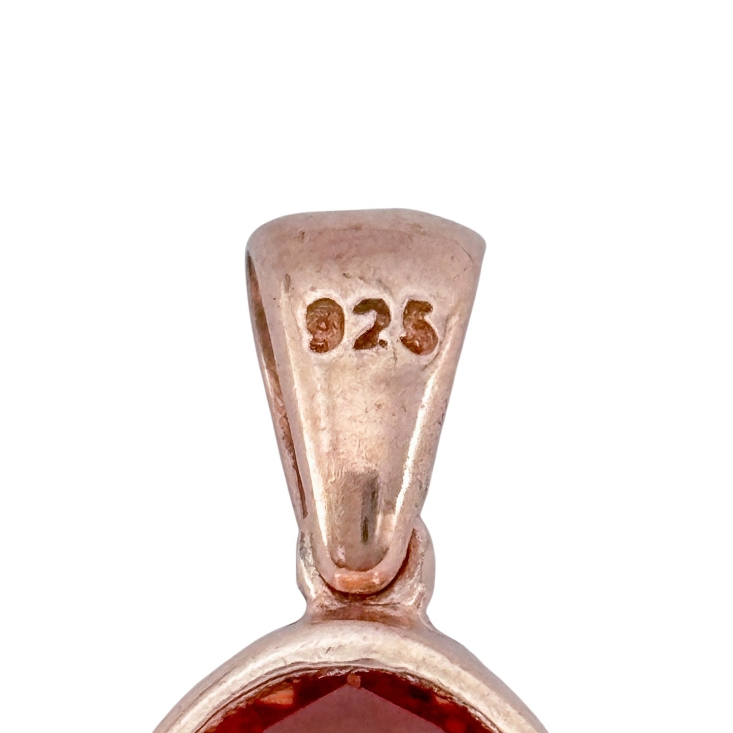 Vintage Rose Gold-Tone Sterling Silver 925 Peach Cubic Zirconia Pendant