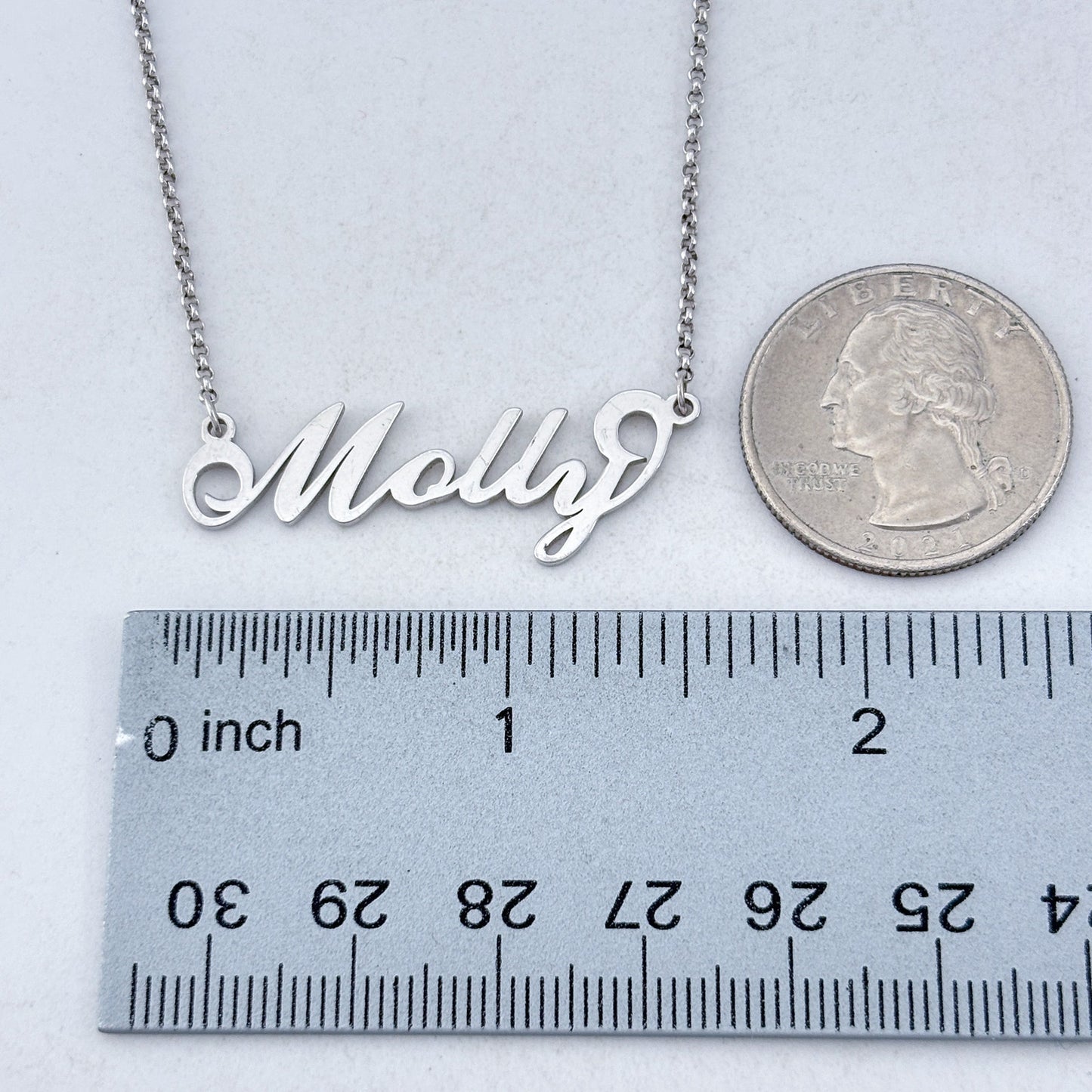 Vintage Sterling Silver 925 Molly Name Necklace 20"