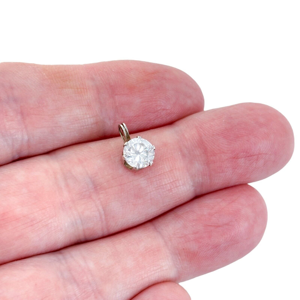 Vintage Sterling Silver 925 Solitaire Cubic Zirconia Pendant