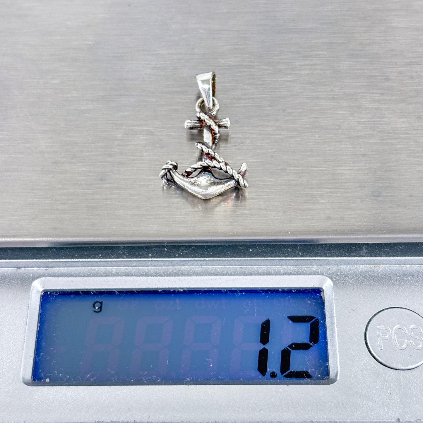 Vintage Sterling Silver 925 Nautical Ship Rope Wrapped Anchor Pendant