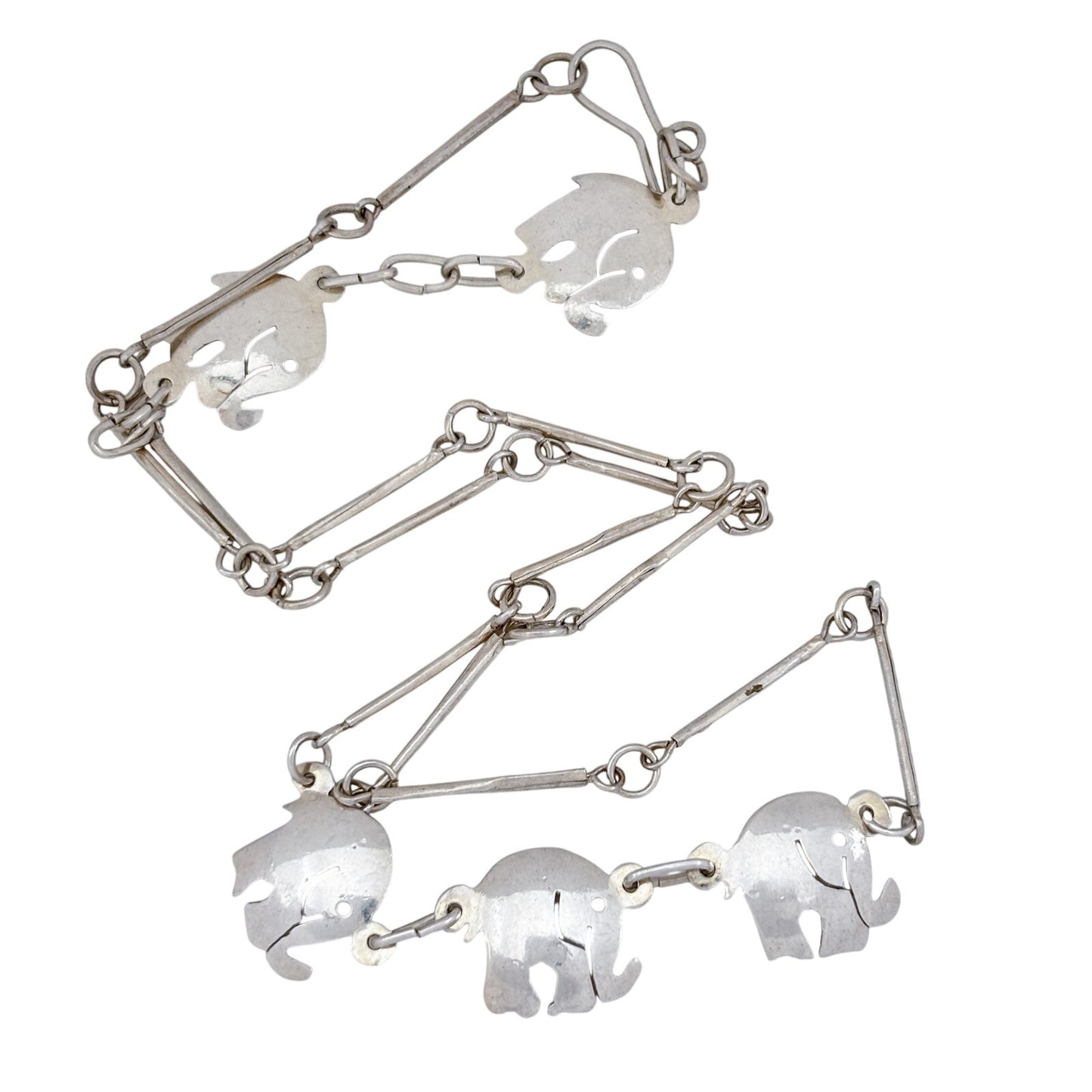 Vintage Sterling Silver 925 Elephant Charm Necklace 18"