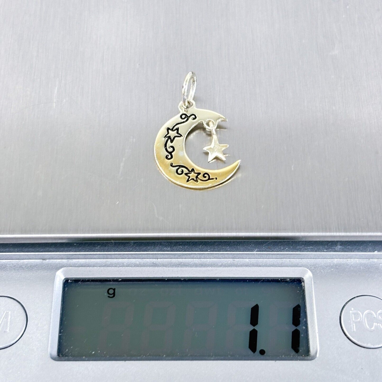 Vintage Gold-Tone Sterling Silver 925 "I Love You To The Moon And Back" Pendant