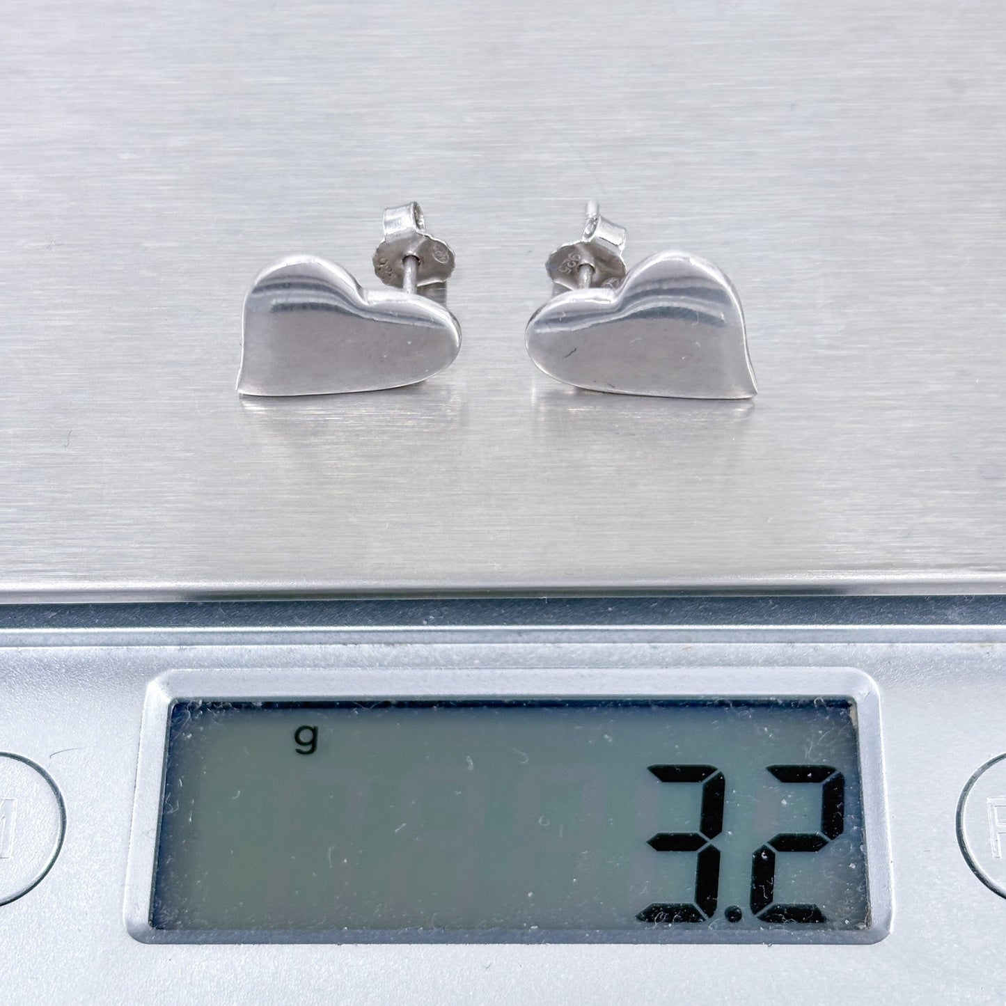 Vintage Sterling Silver 925 Heart Stud Earrings