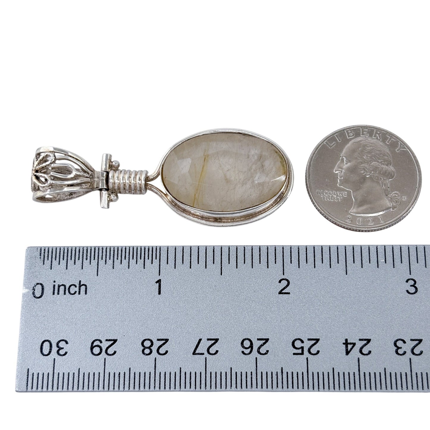Vintage Sterling Silver 925 Quartz Pendant