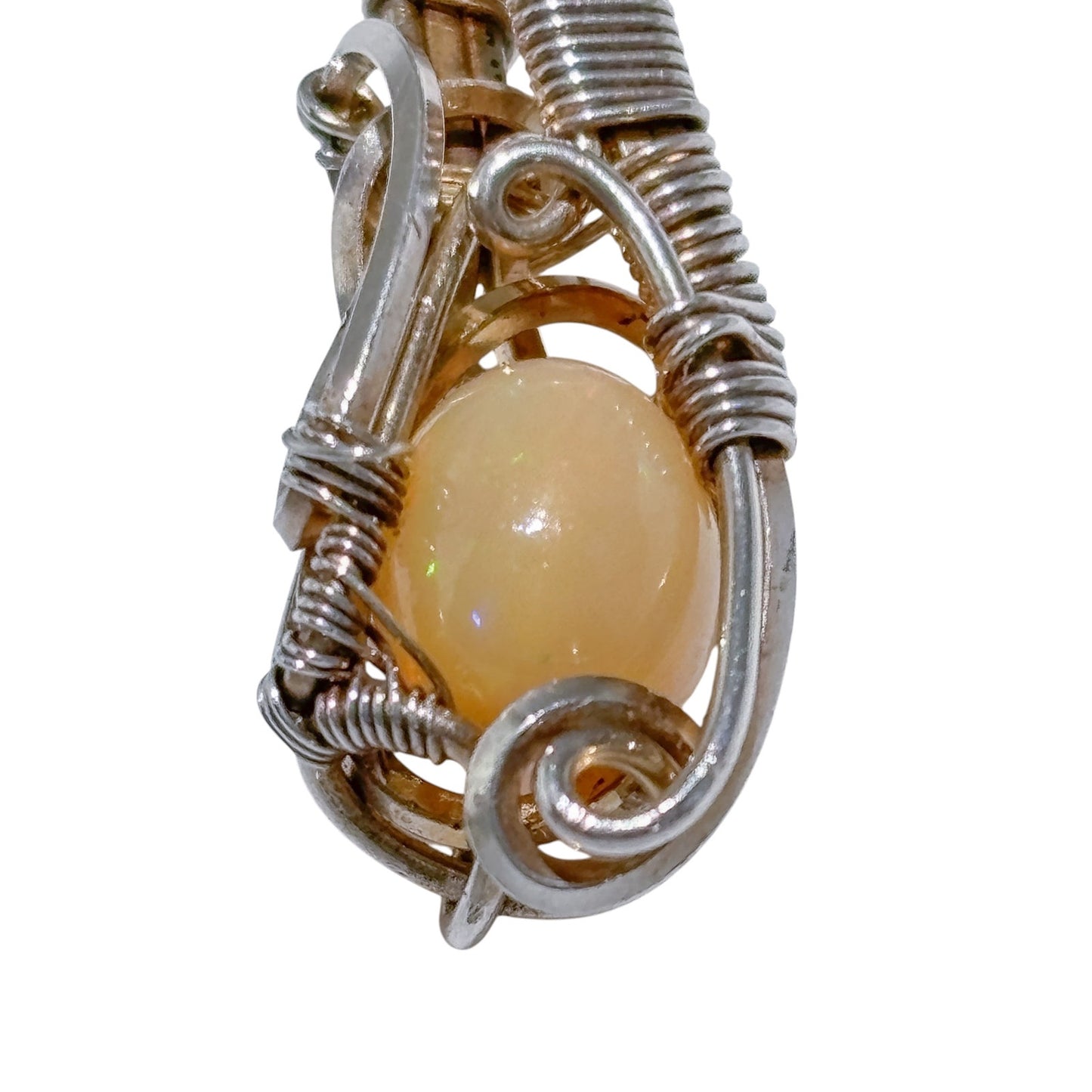 Vintage Sterling Silver Wire Wrap Opal Pendant