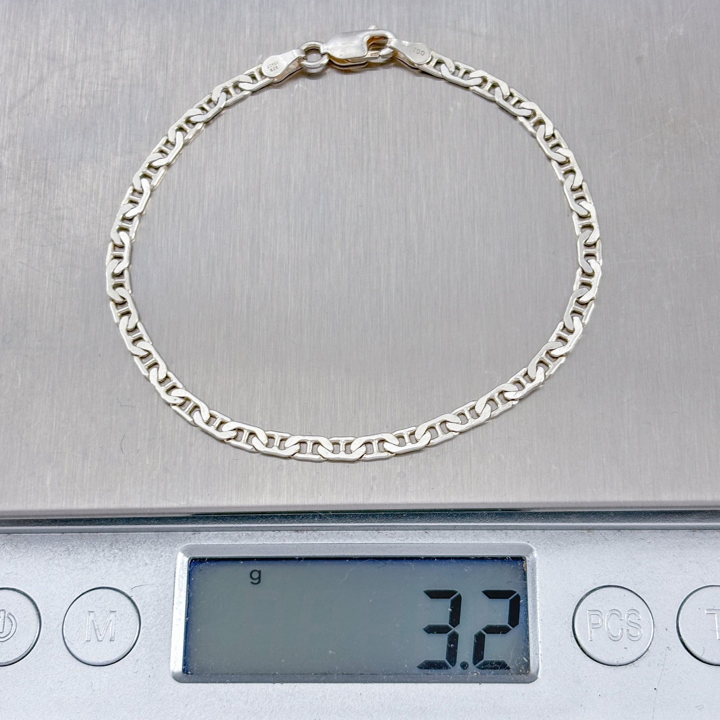 Vintage Sterling Silver 925 Italian Anchor Chain Bracelet 7"