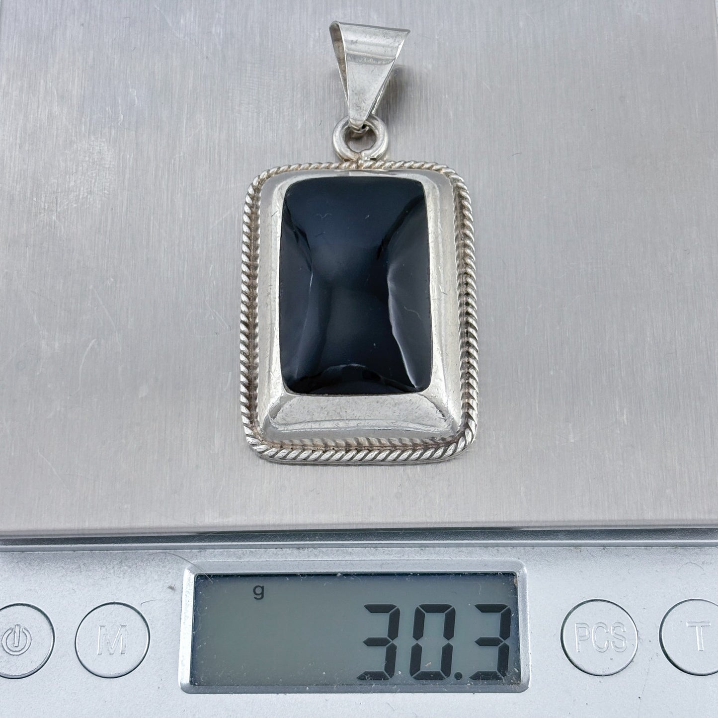 Vintage Mexico Taxco Sterling Silver 925 Onyx Pendant