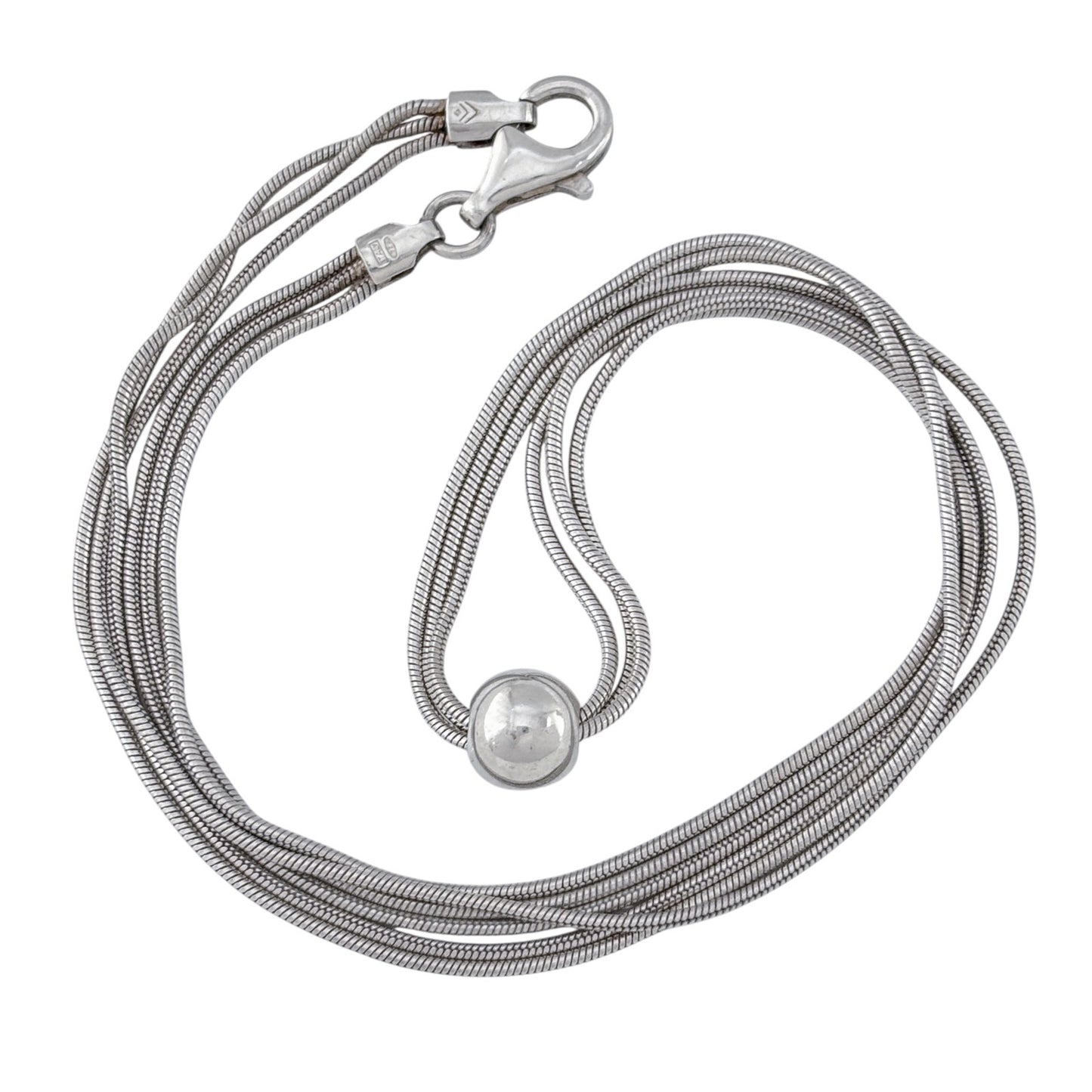 Retired Silpada Sterling Silver 925 Italy Multi Snake Bead Necklace 16"