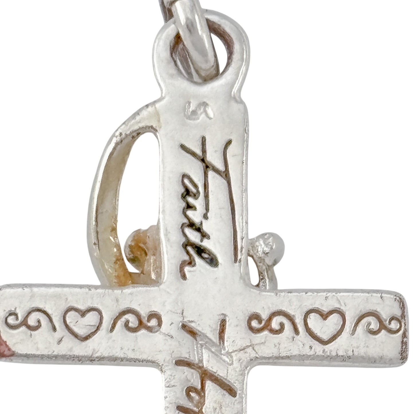 Vintage Silver Plated Faith Hope Love Cross Pendant