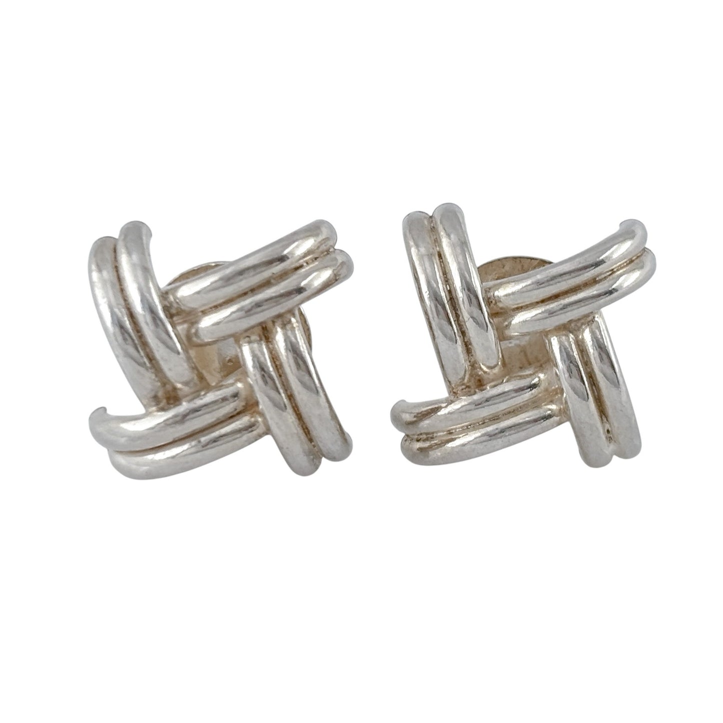 Vintage Sterling Silver 925 Woven Knot Earrings