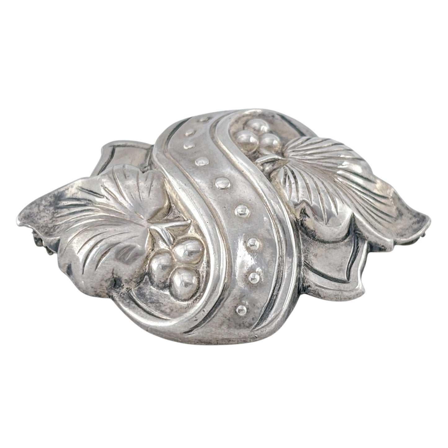 Vintage Sterling Silver 925 Floral Leaf Berry Brooch