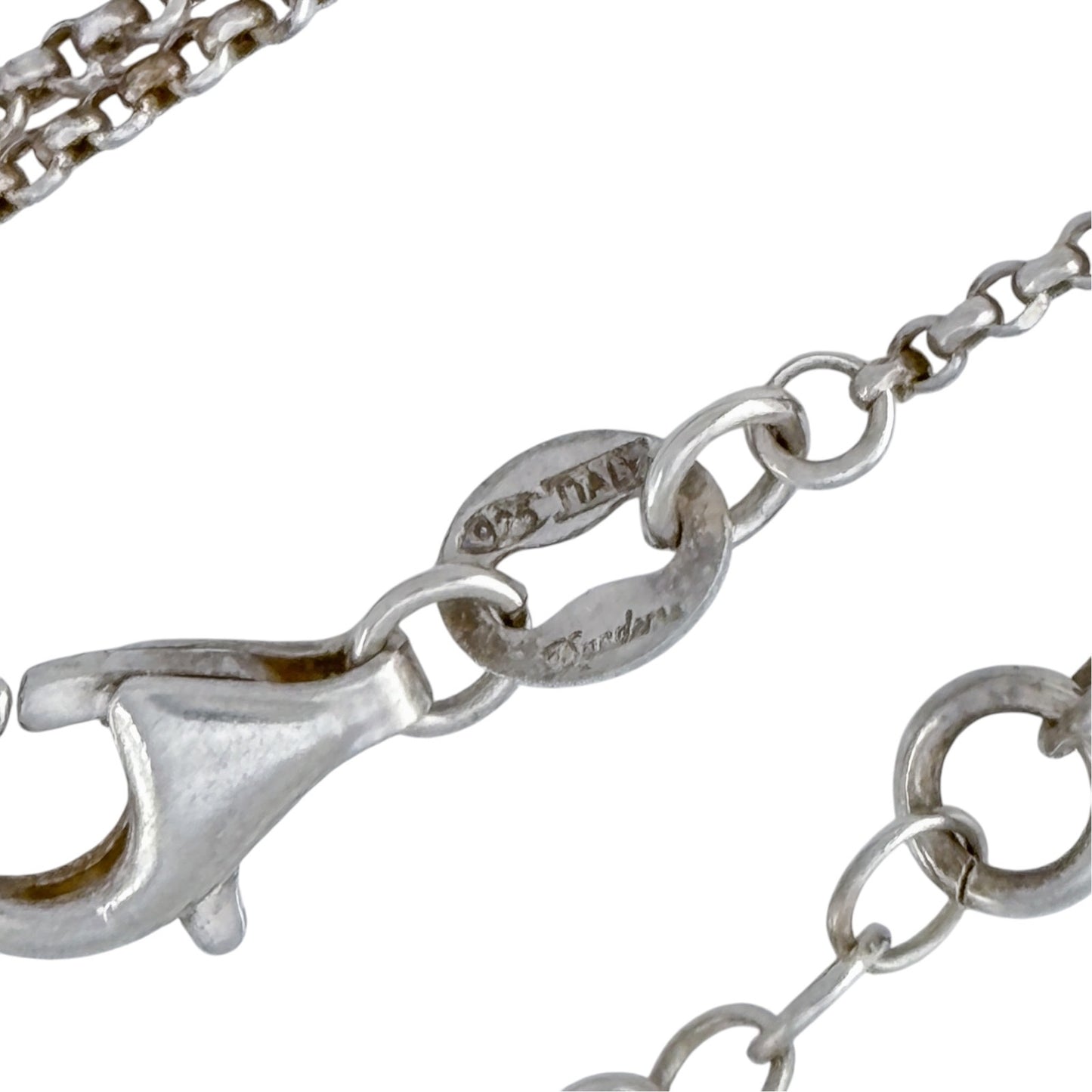 Vintage Sterling Silver 925 Mixed Metal Triangle Necklace 16-18"