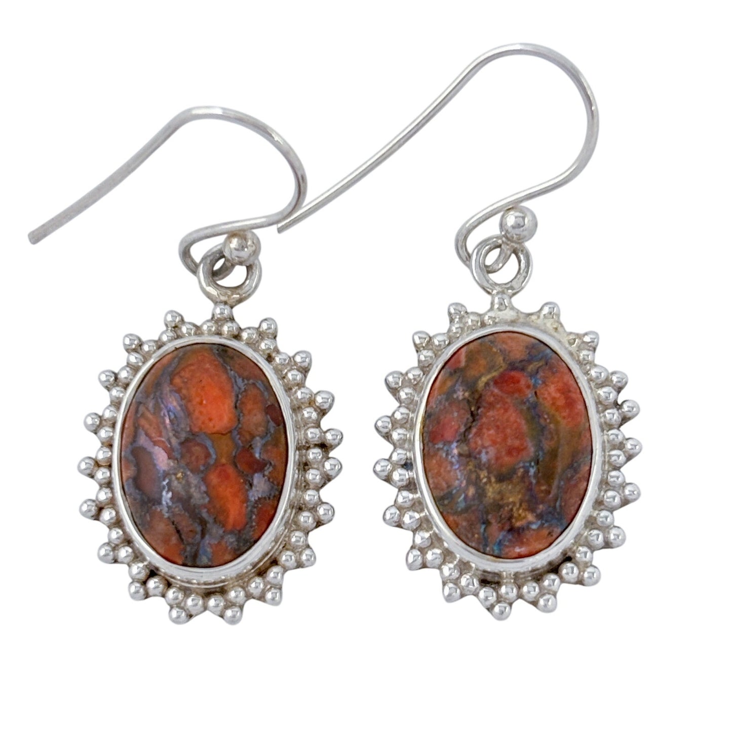 Vintage Sterling Silver 925 Red Jasper Drop Earrings