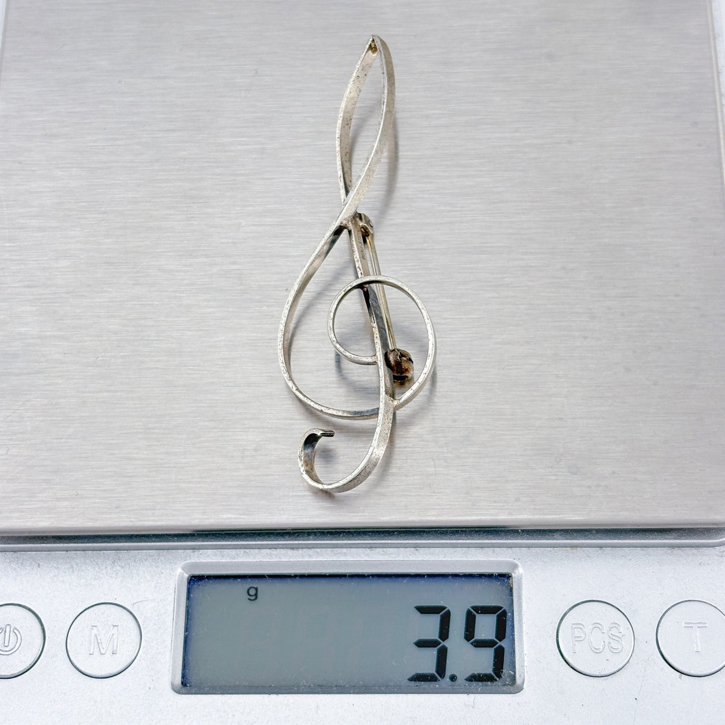 Vintage Beau Sterling Silver 925 Treble Clef Brooch
