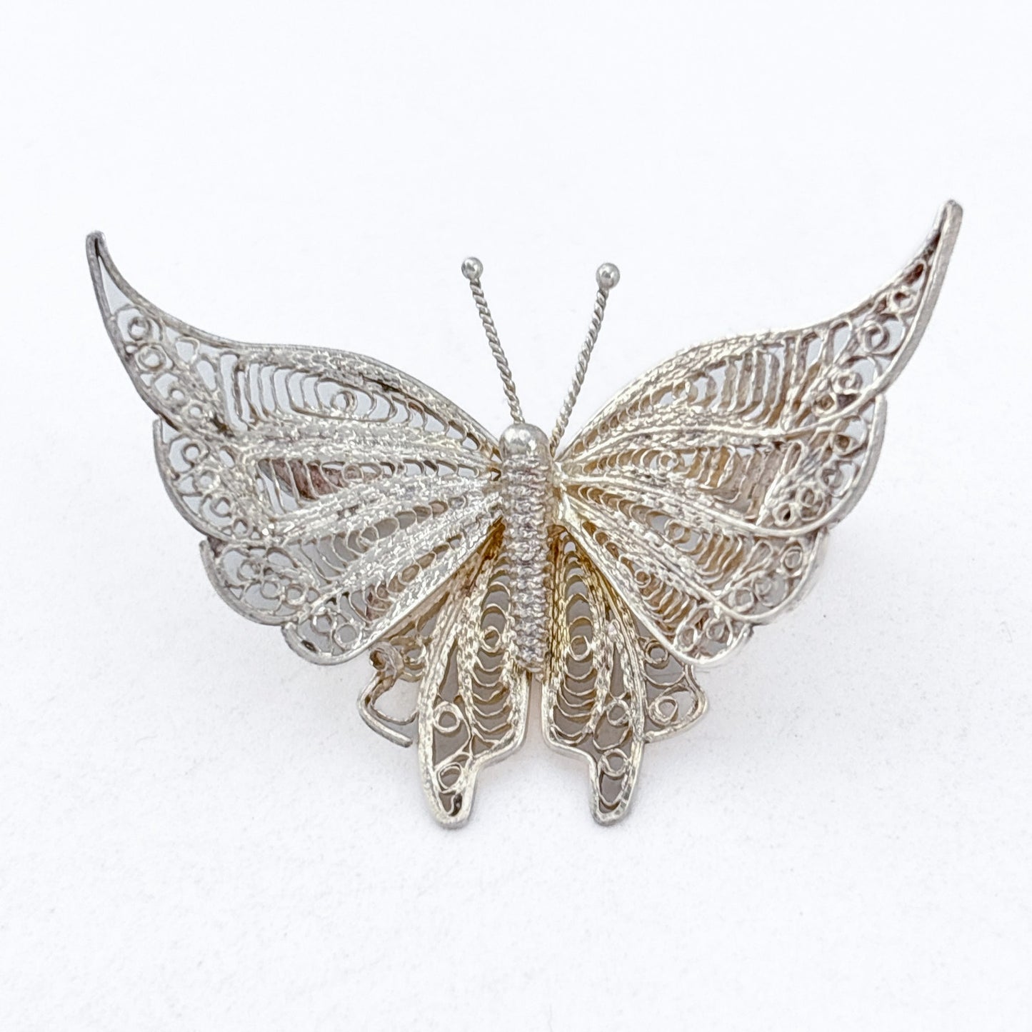 Vintage Sterling Silver 925 Filigree Butterfly Brooch