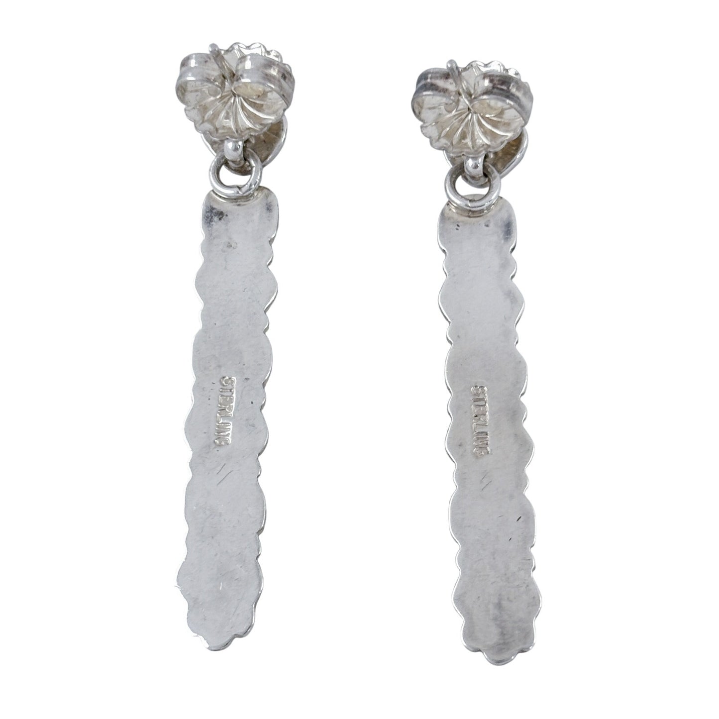 Vintage Sterling Silver 925 Cubic Zirconia Linear Drop Earrings