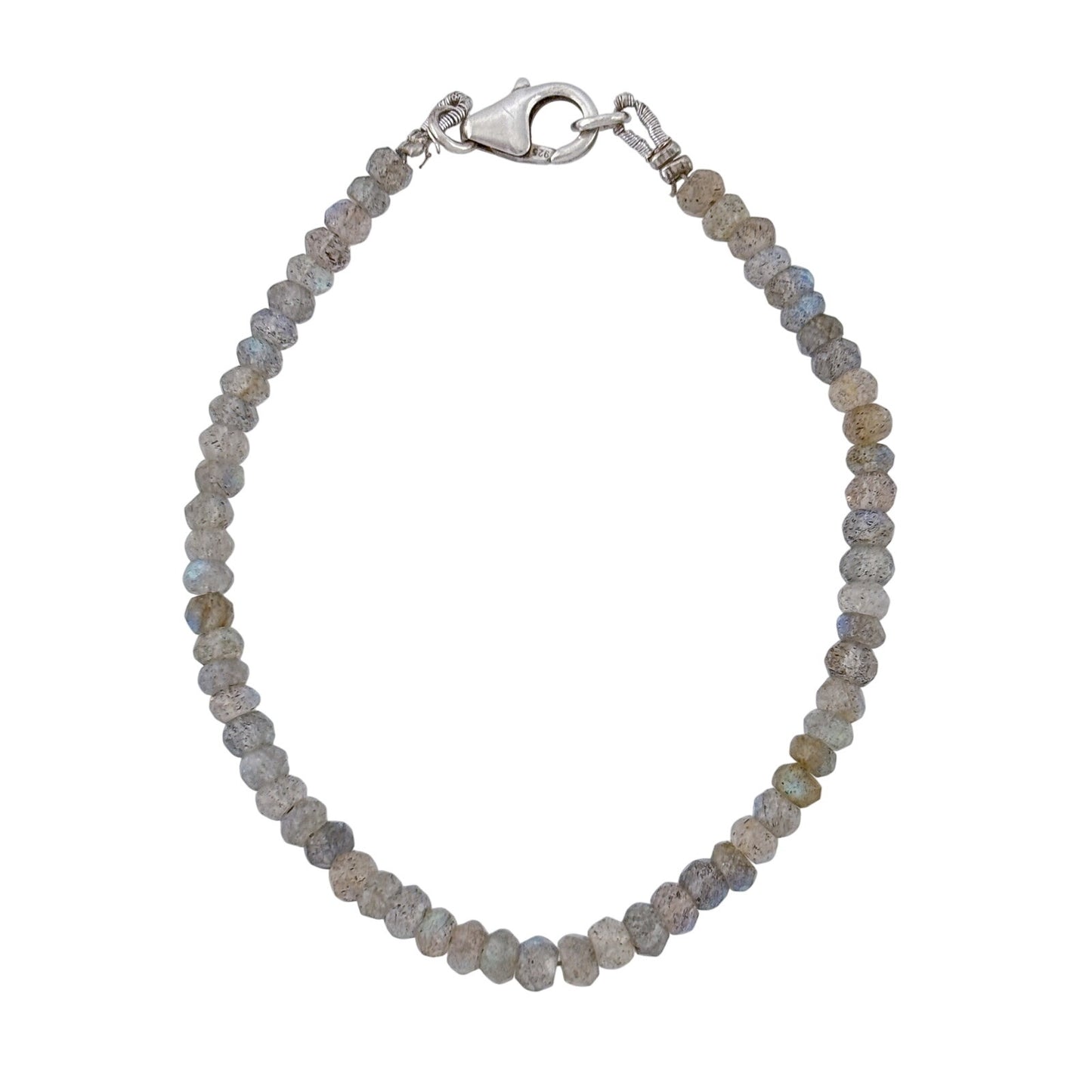 Vintage Sterling Silver Labradorite Bead Bracelet 6.5"