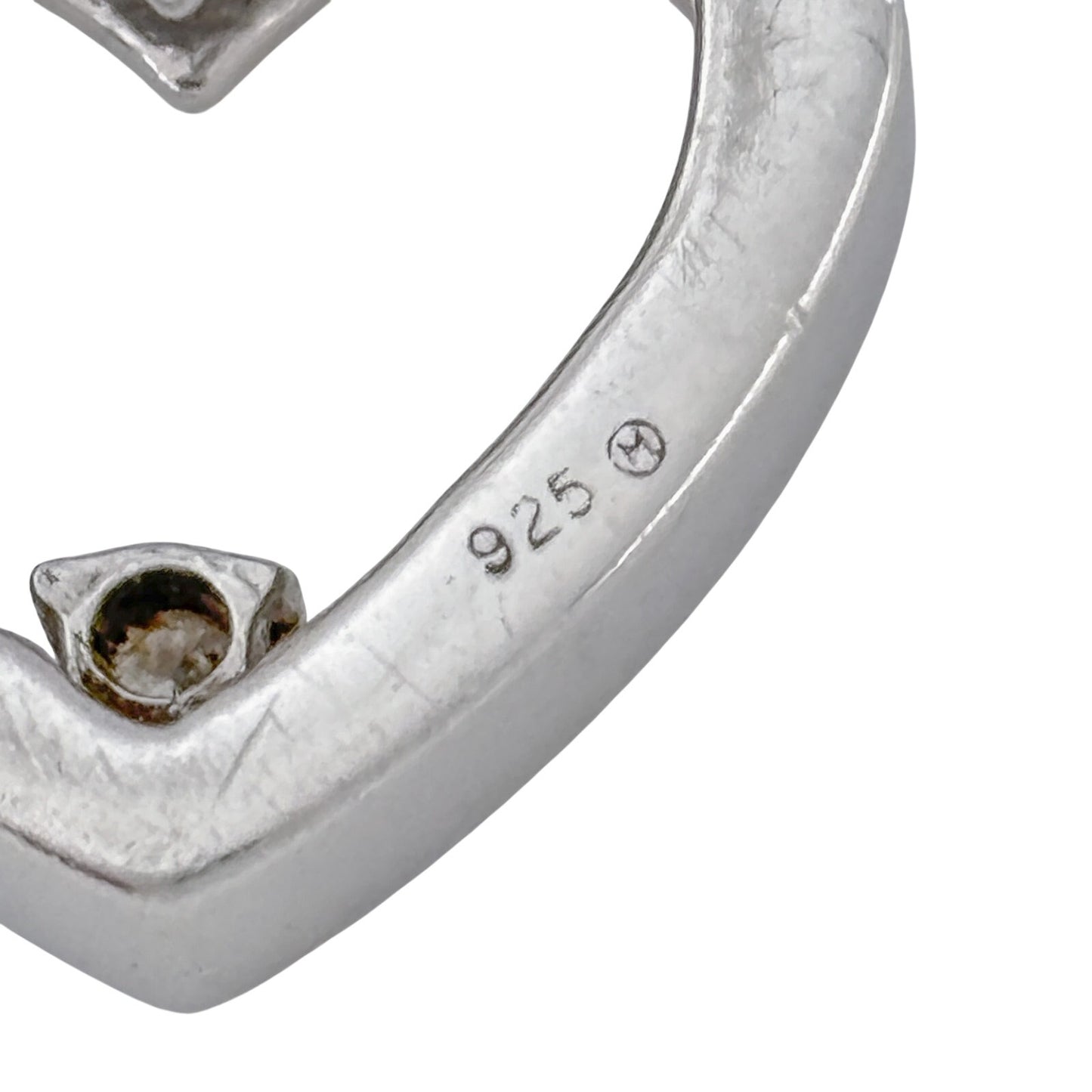 Vintage Sterling Silver 925 Diamond Heart Pendant