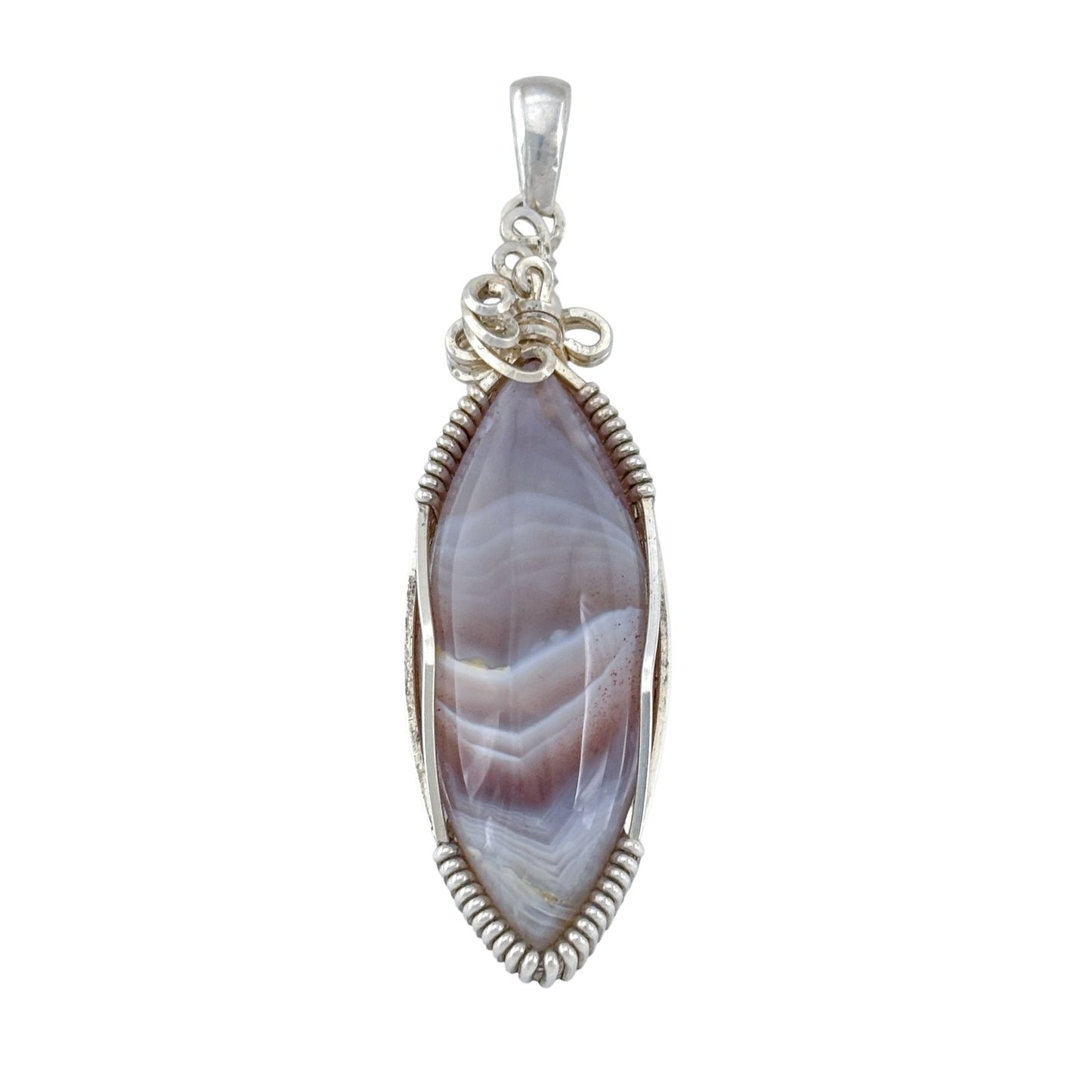 Vintage Sterling Silver 925 Banded Agate Pendant