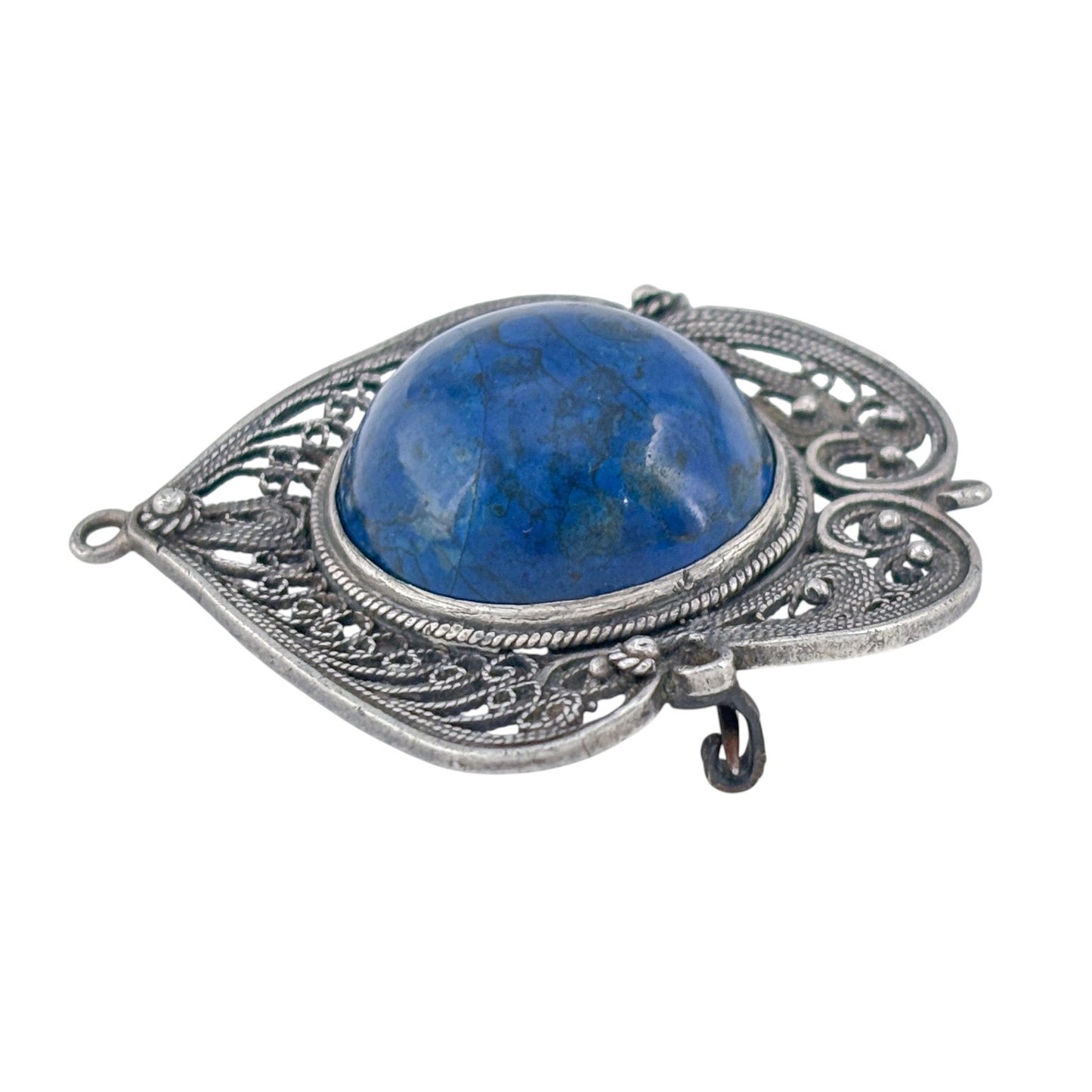 Vintage Sterling Silver 925 Lapis Lazuli Brooch