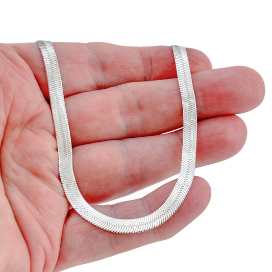 Vintage Italian Sterling Silver 925 Herringbone Chain Necklace 20"