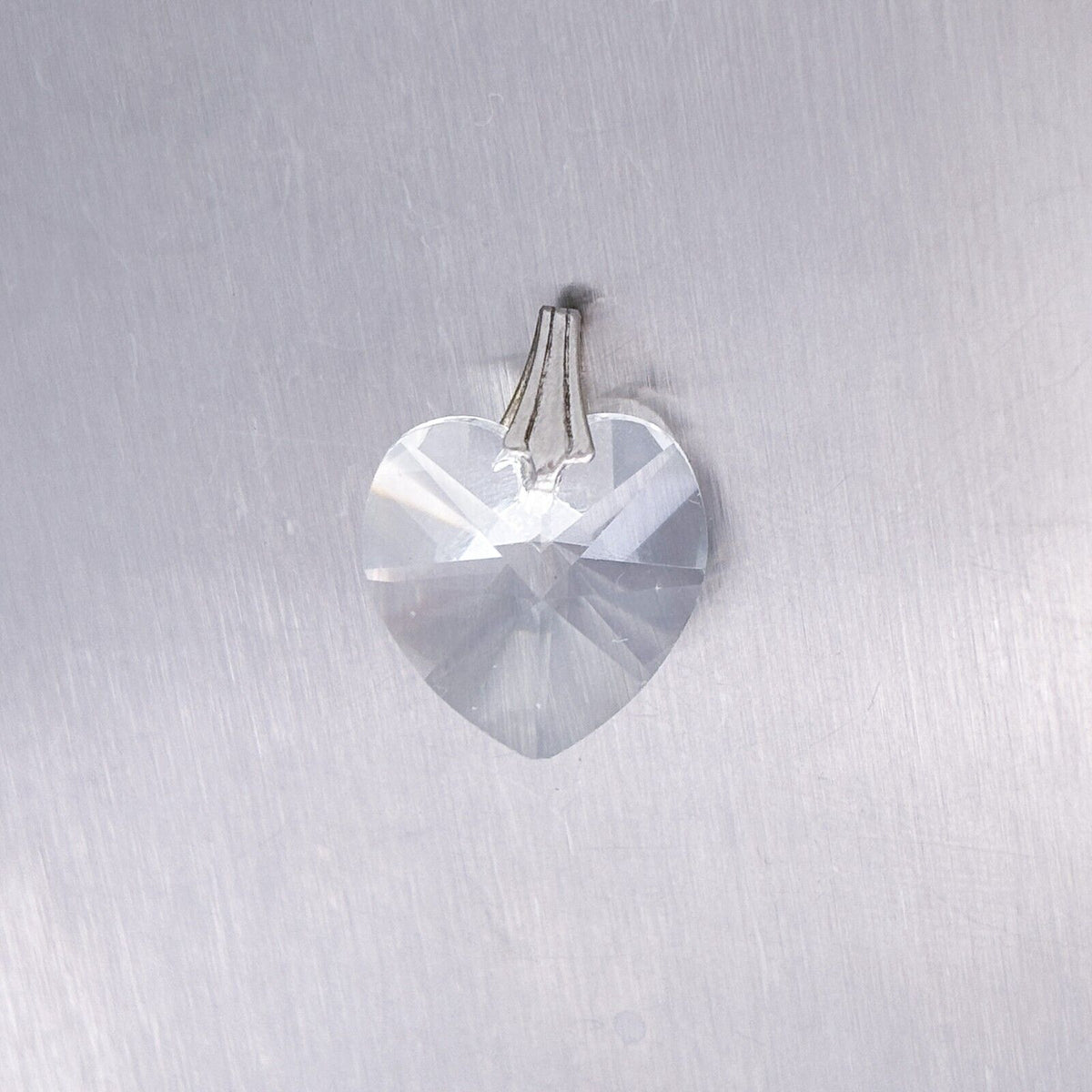 Vintage Sterling Silver 925 Faceted Crystal Heart Pendant