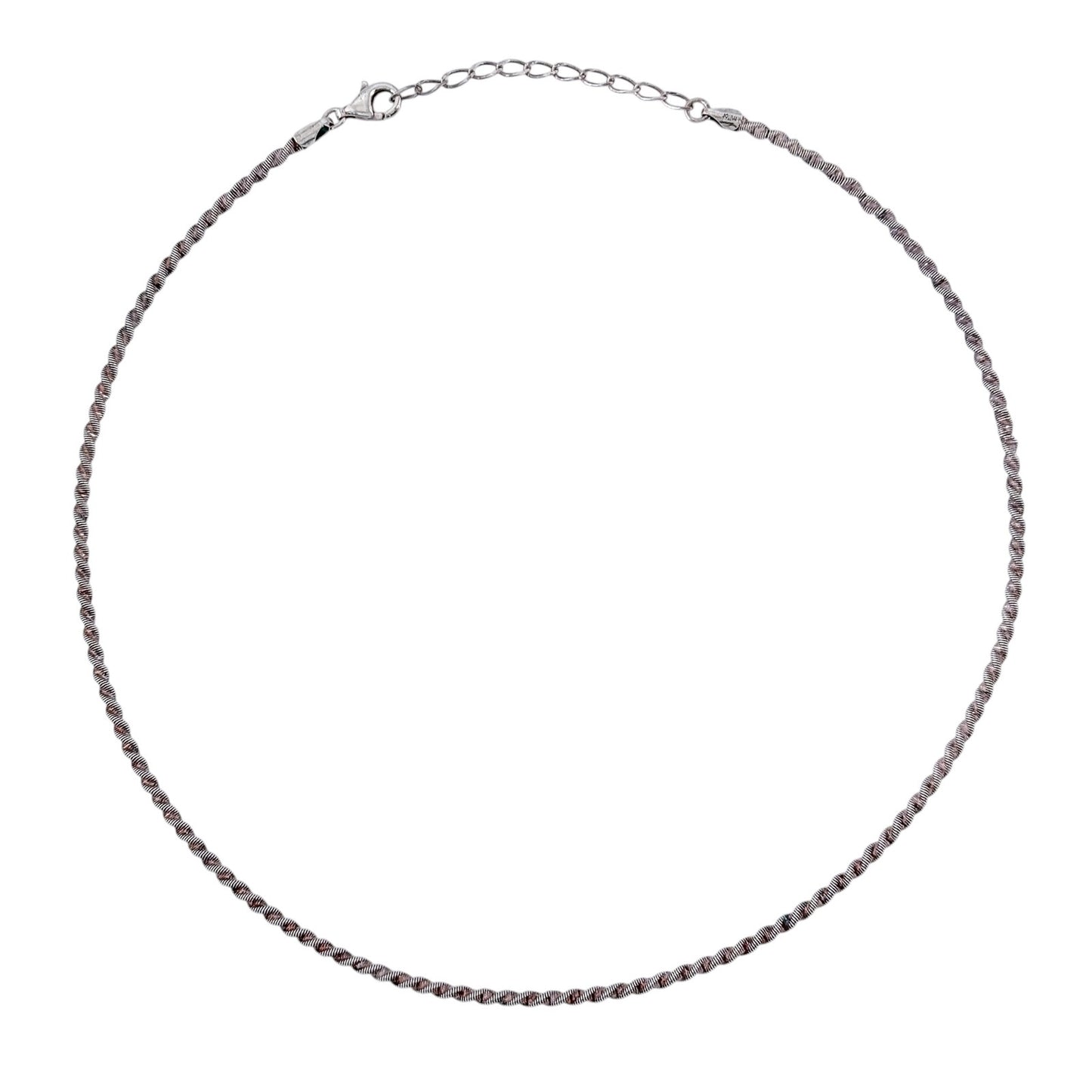 Vintage Italian Sterling Silver 925 Twisted Chain Necklace 16"-18"
