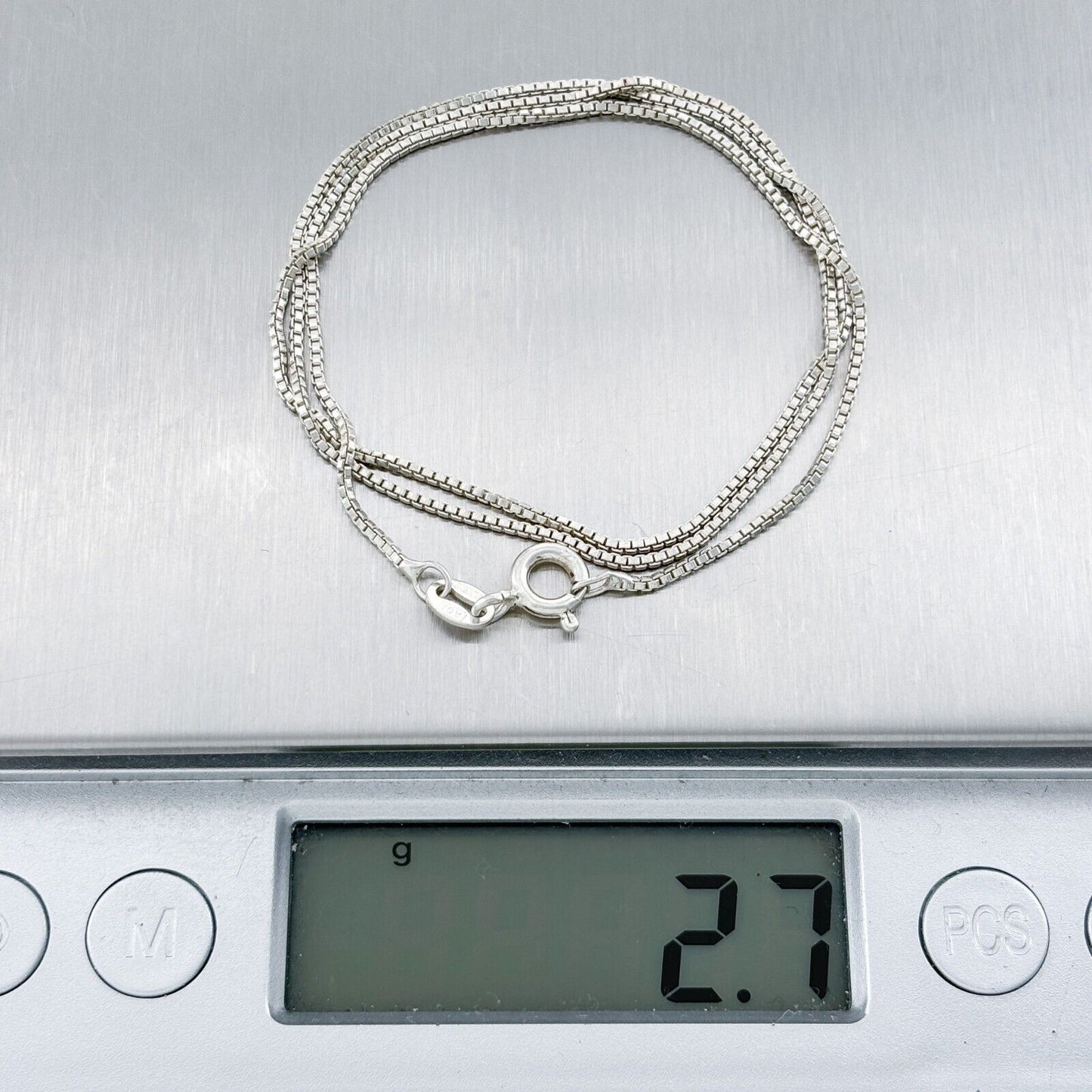 Vintage Italy Sterling Silver 925 Box Chain Necklace 16"