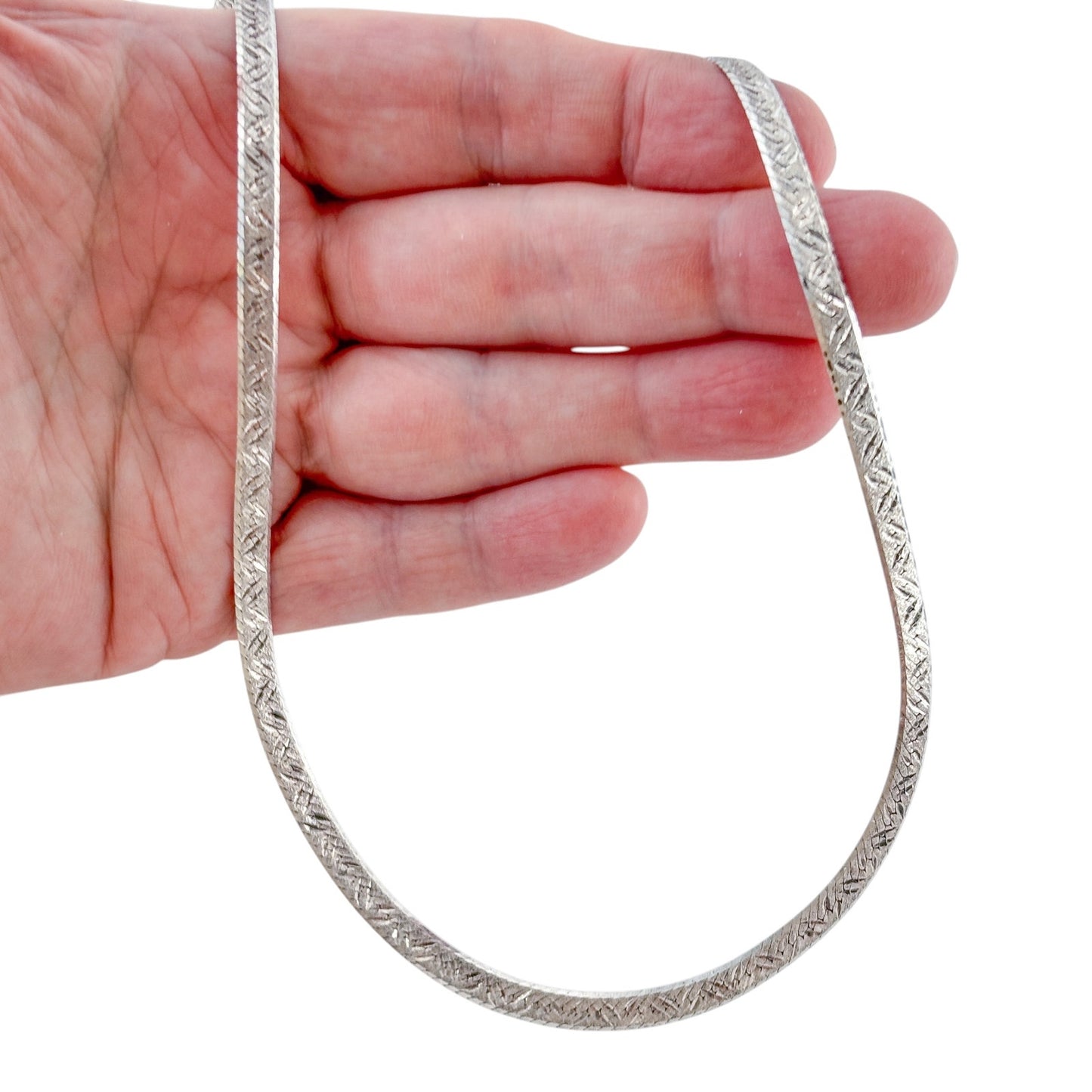 Vintage Milor Italian Sterling Silver 925 Herringbone Chain Necklace 28"