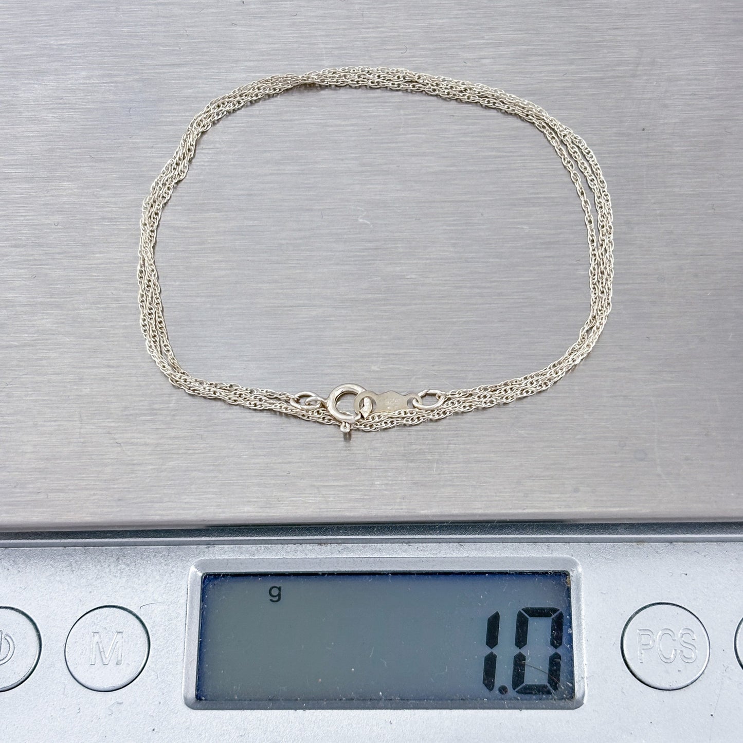 Vintage Sterling Silver 925 Rope Link Chain Necklace 18.5"