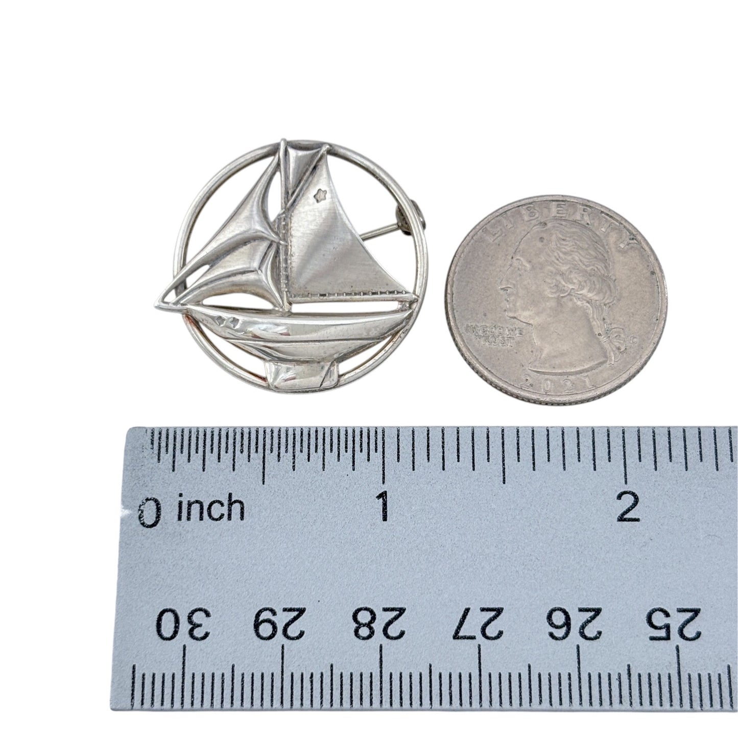 Vintage Sterling Silver 925 Sailboat Brooch