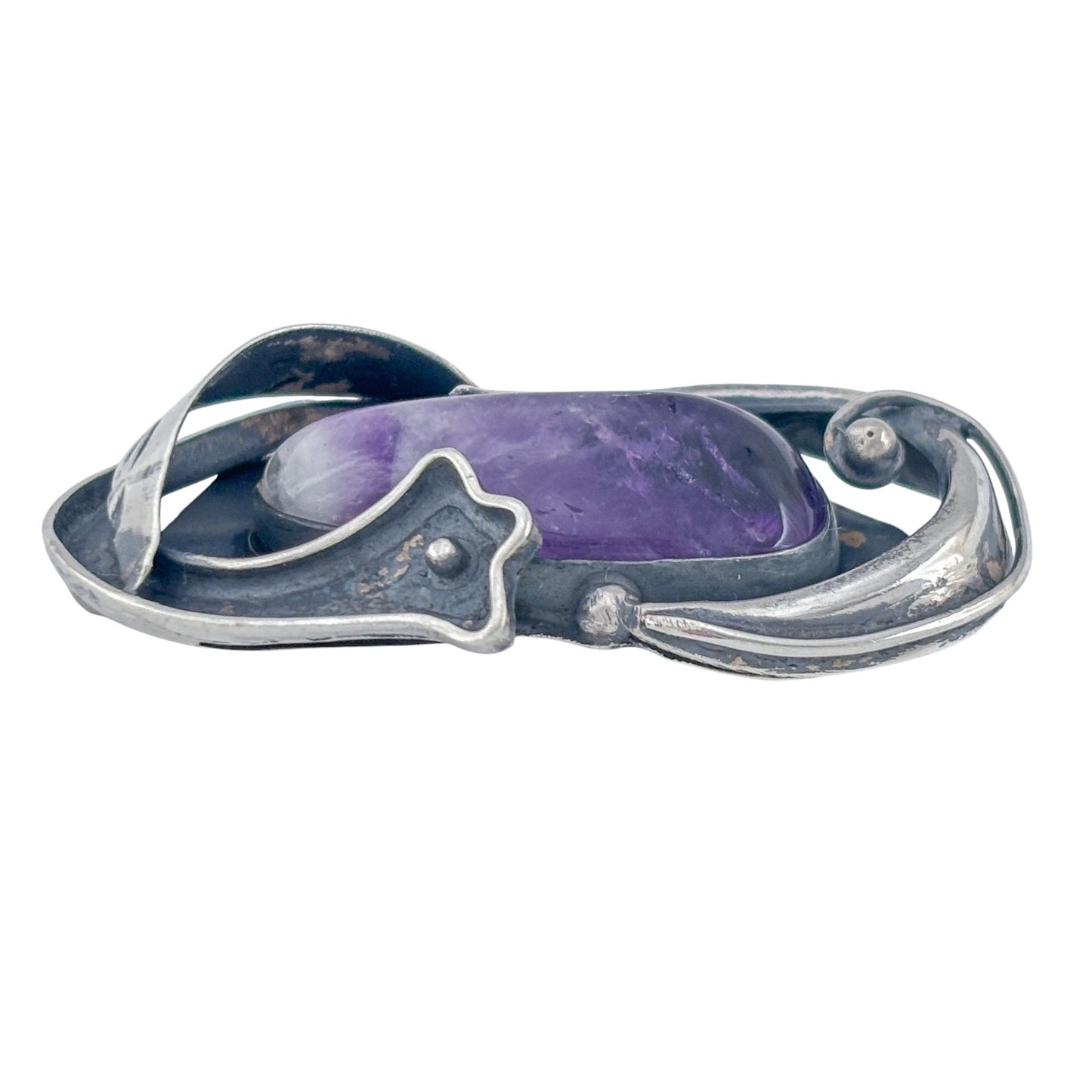 Vintage Sterling Silver 925 Amethyst Brooch