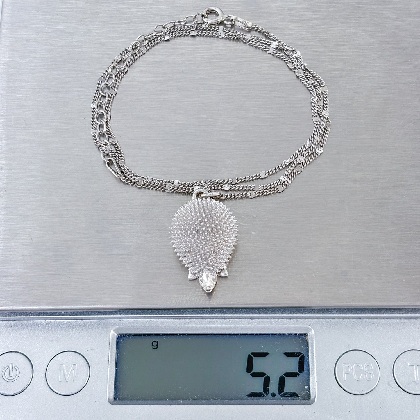 Vintage Sterling Silver 925 Hedgehog Pendant Necklace 15.5"-17.5"